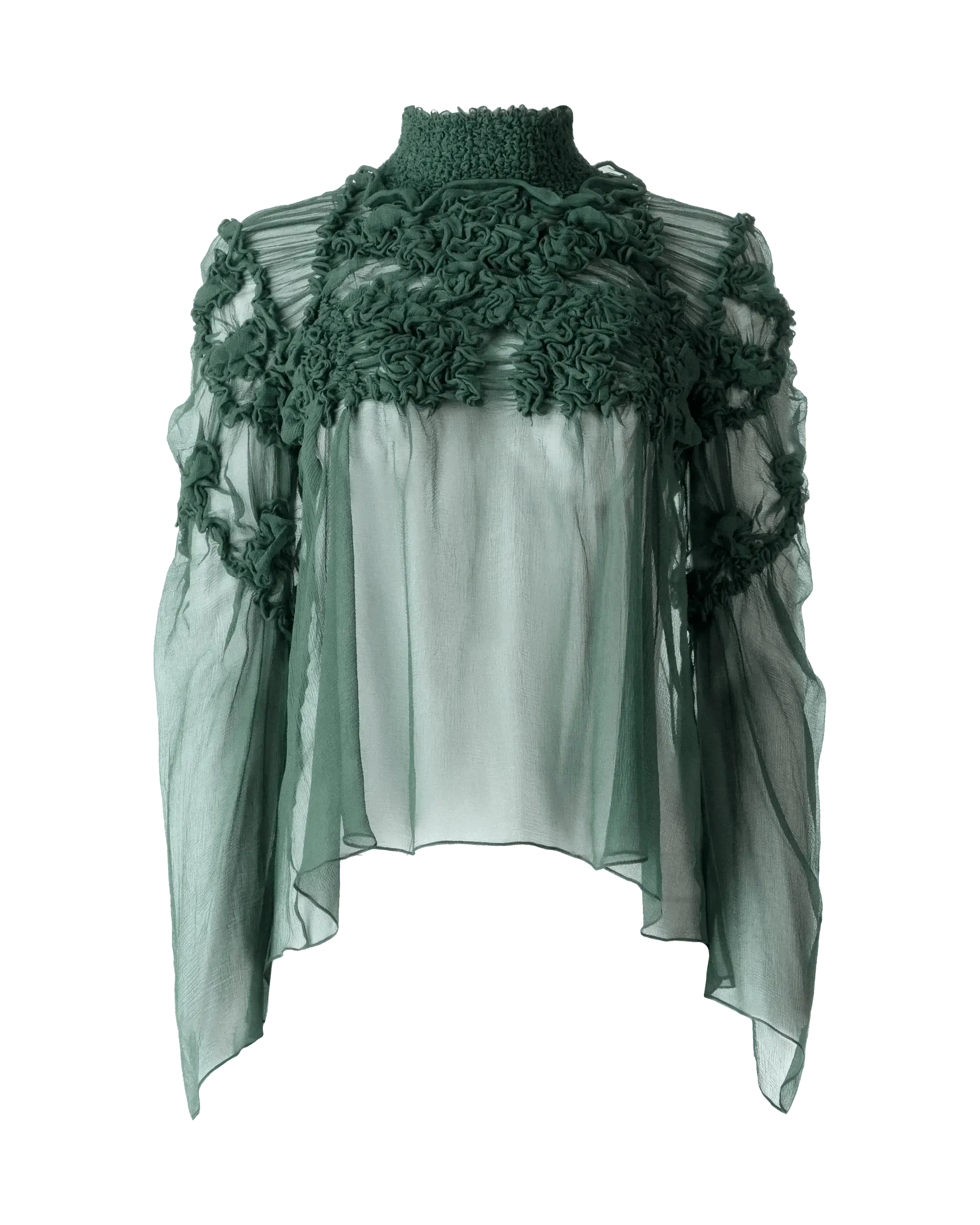 Sheer Ruched Silk Blouse - DIHSAN