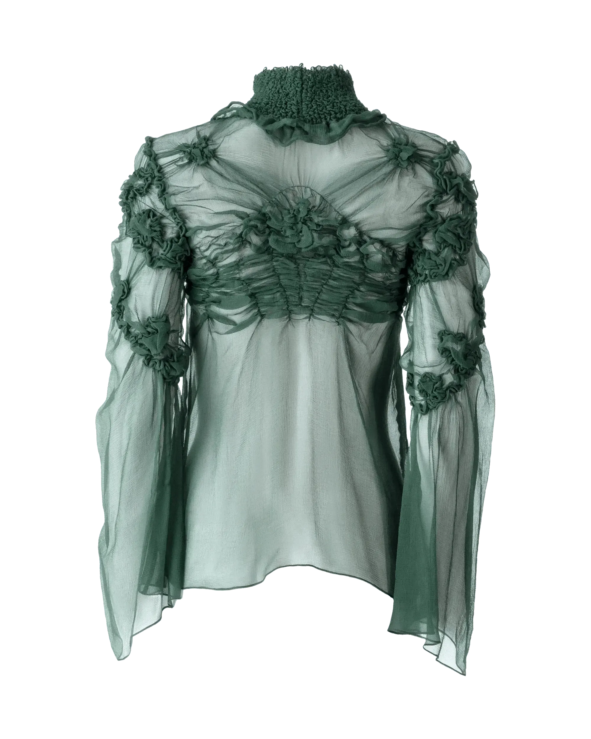 Sheer Ruched Silk Blouse - DIHSAN