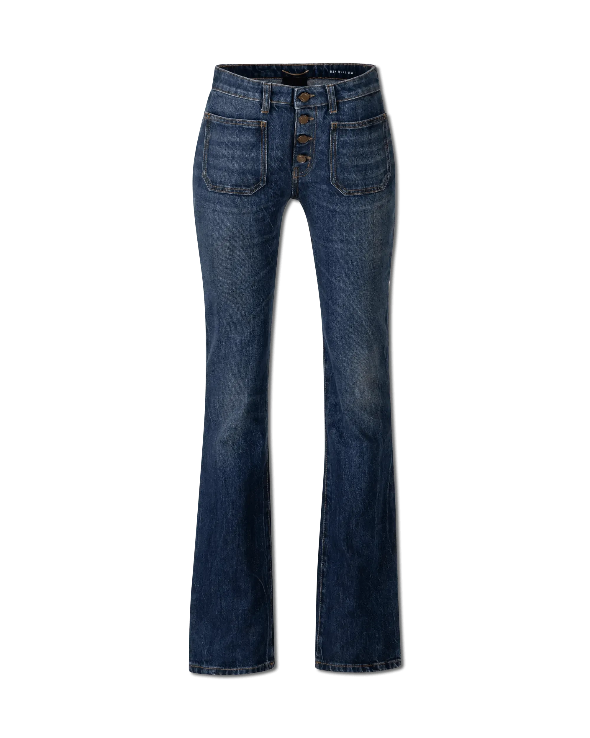 Flared Patch Pocket Jeans - DIHSAN
