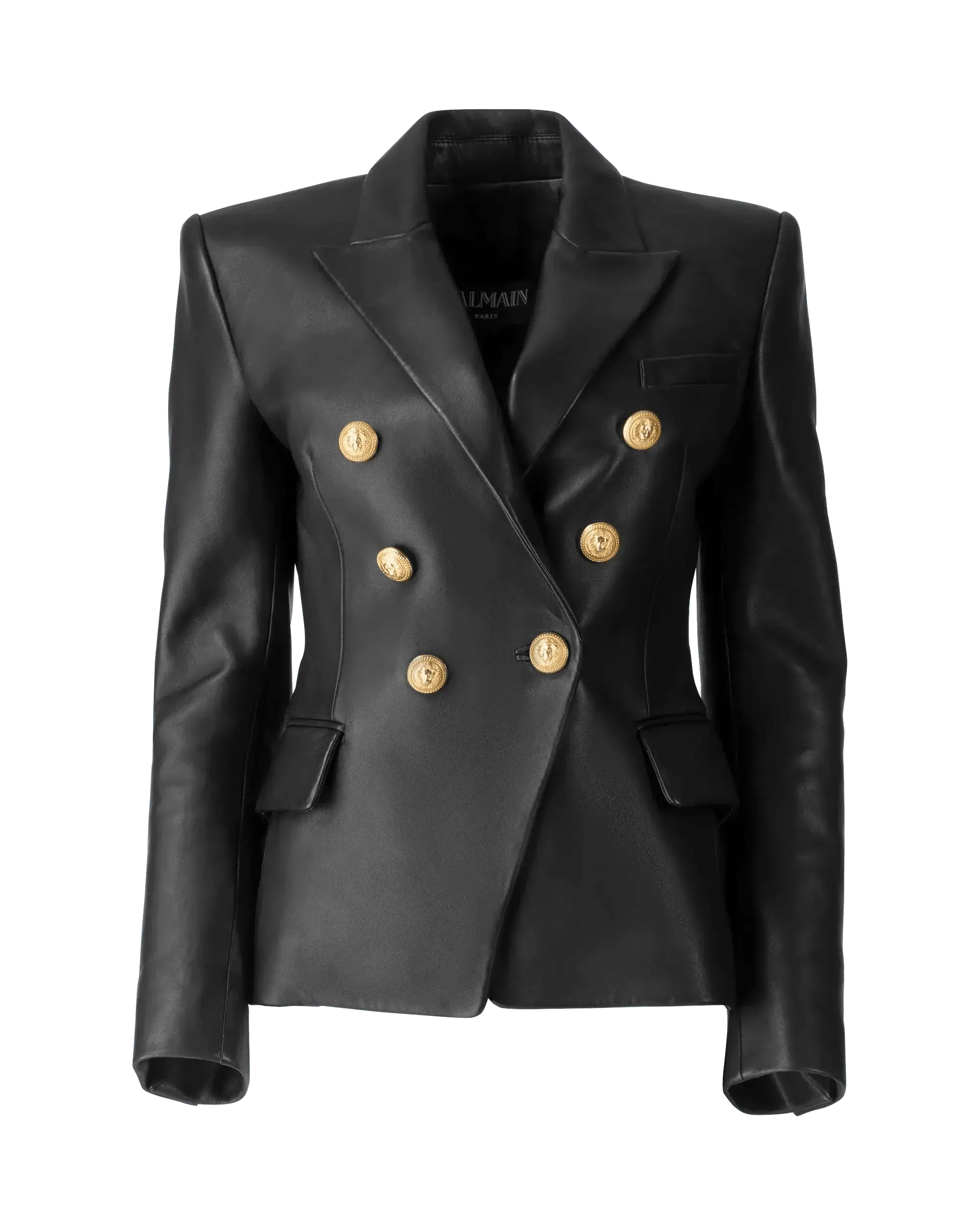 Double Breasted Leather Jacket - DIHSAN