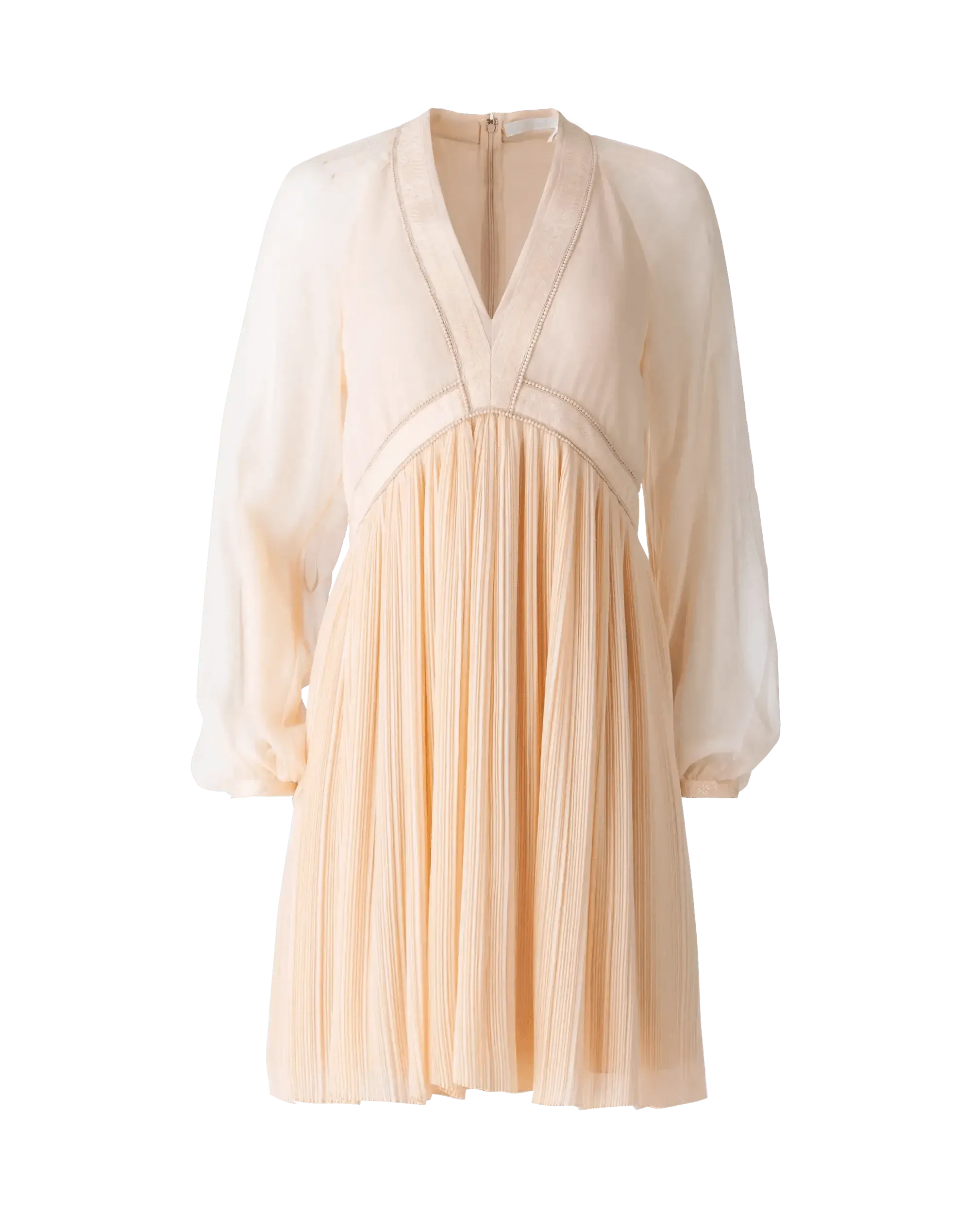 Silk V-Neck Pleated Dress - DIHSAN