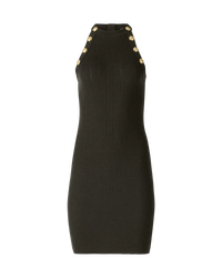 Button-Embellished Mini Dress - DIHSAN