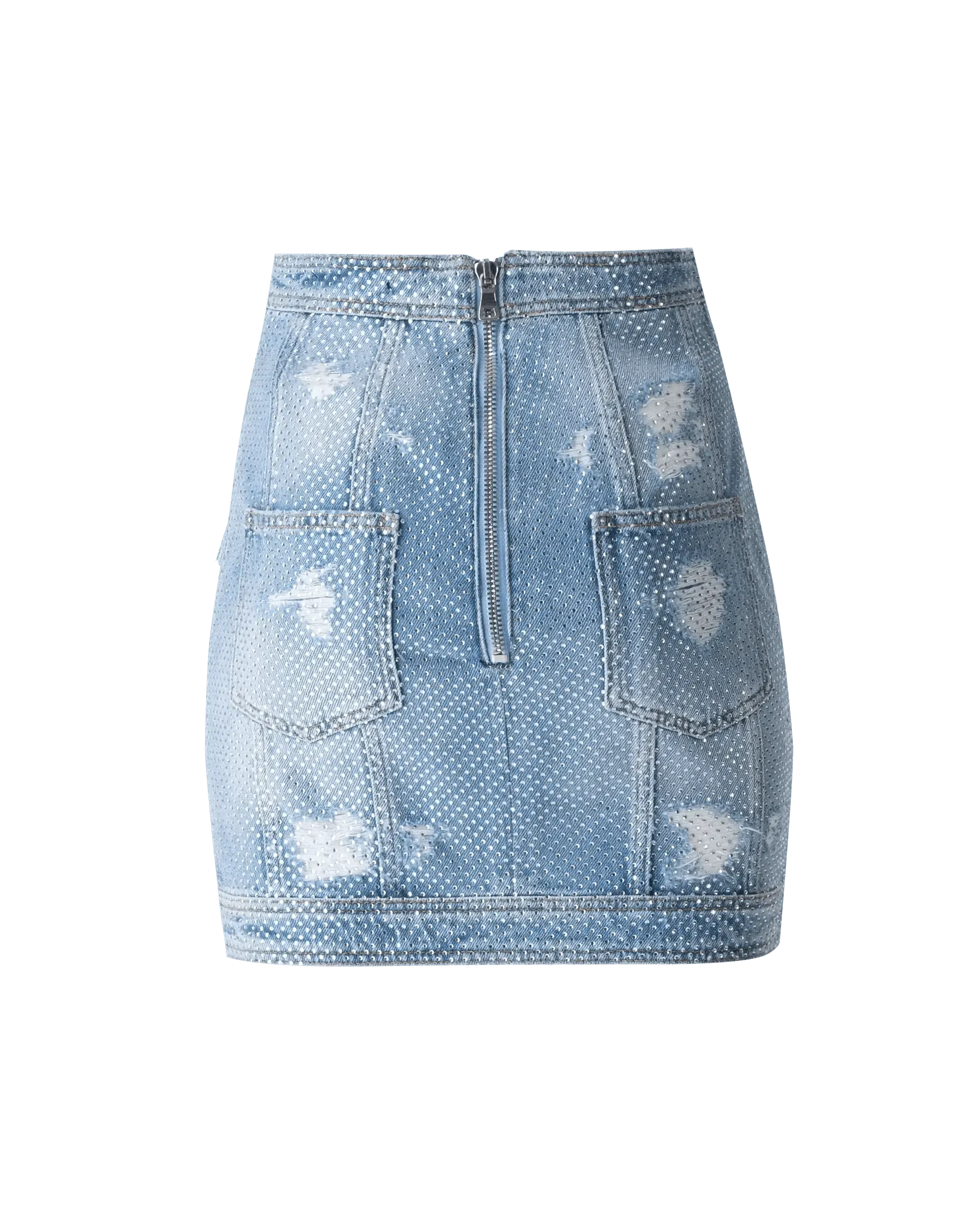Embellished Denim Skirt - DIHSAN