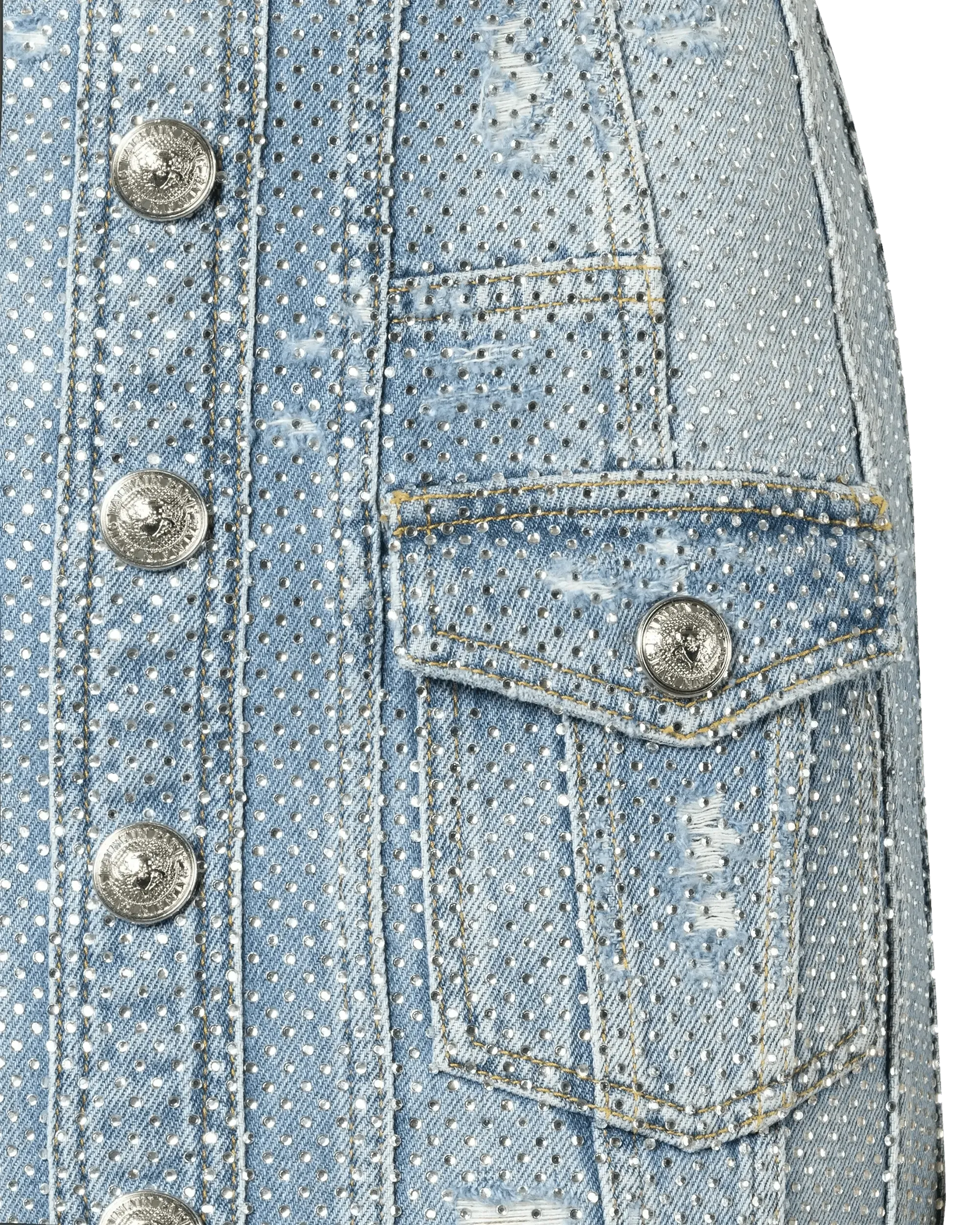 Embellished Denim Skirt - DIHSAN