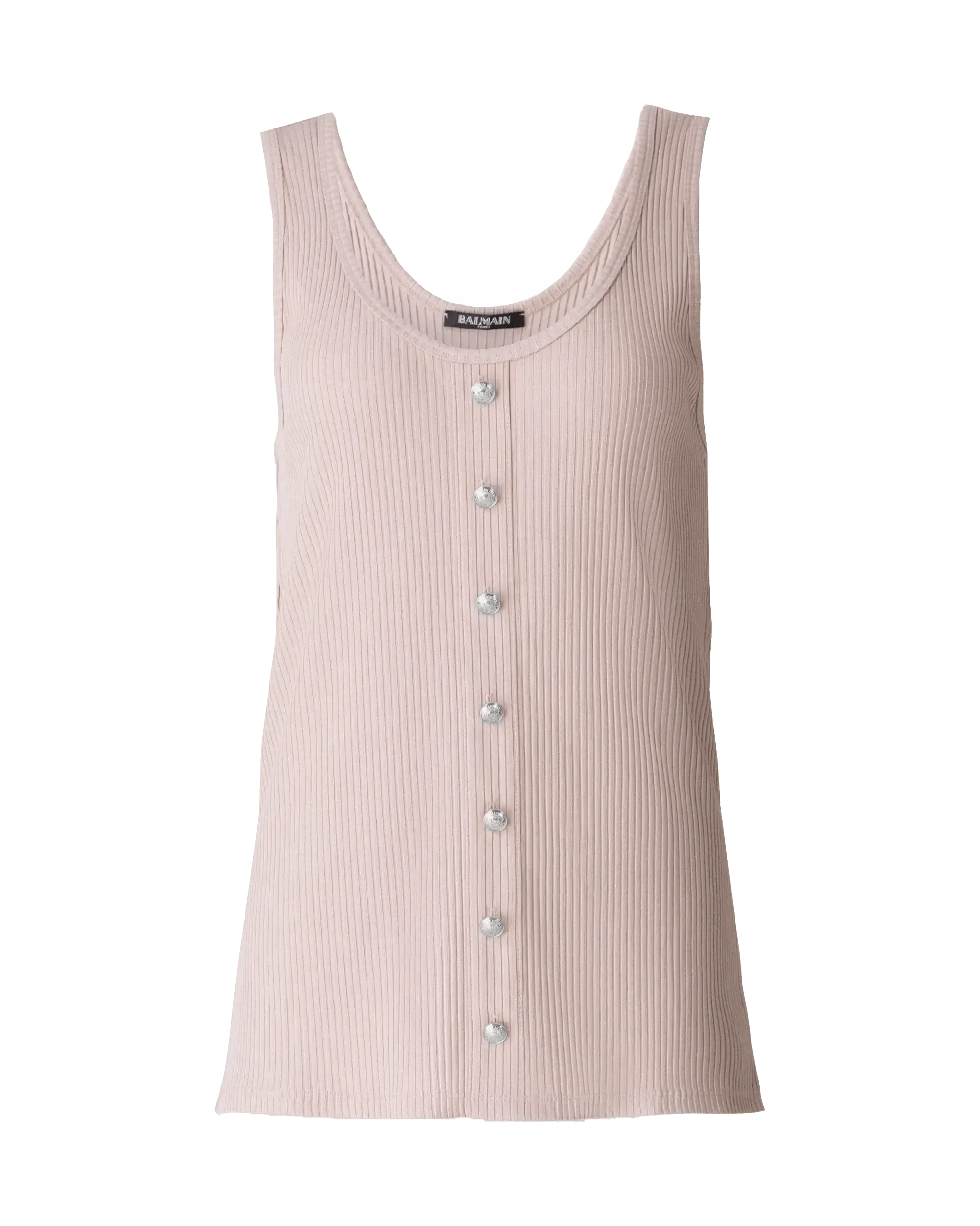 Button-Detail Ribbed Tank Top - DIHSAN