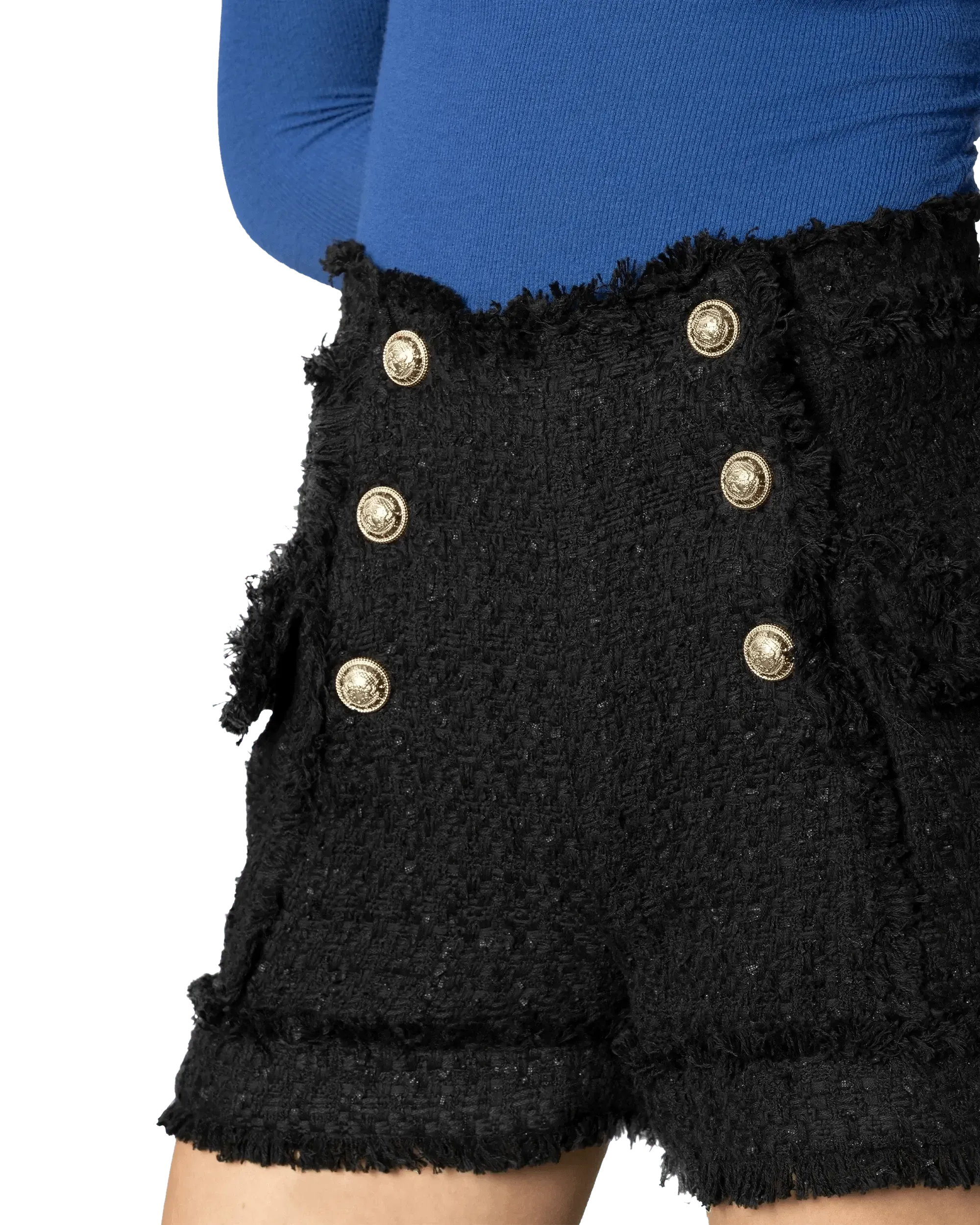 Tweed Gold-Tone Button Shorts - DIHSAN