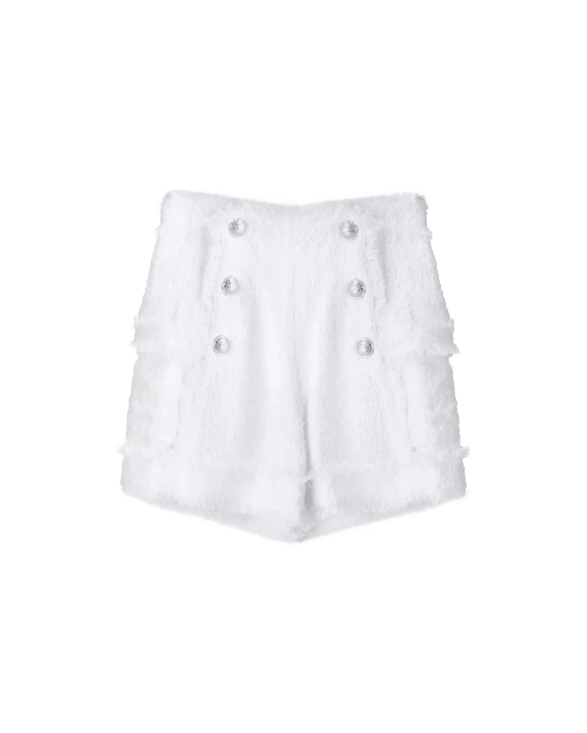 Tweed Silver-Tone Button Shorts - DIHSAN