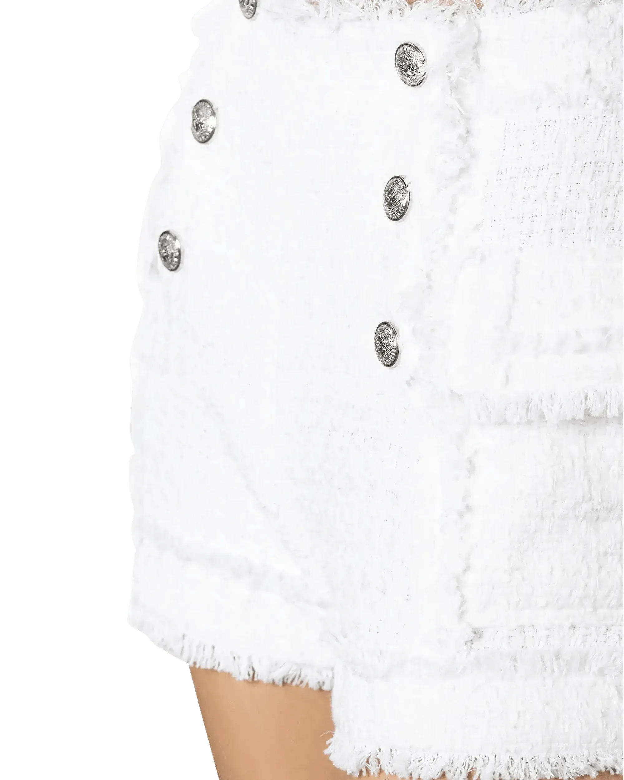 Tweed Silver-Tone Button Shorts - DIHSAN