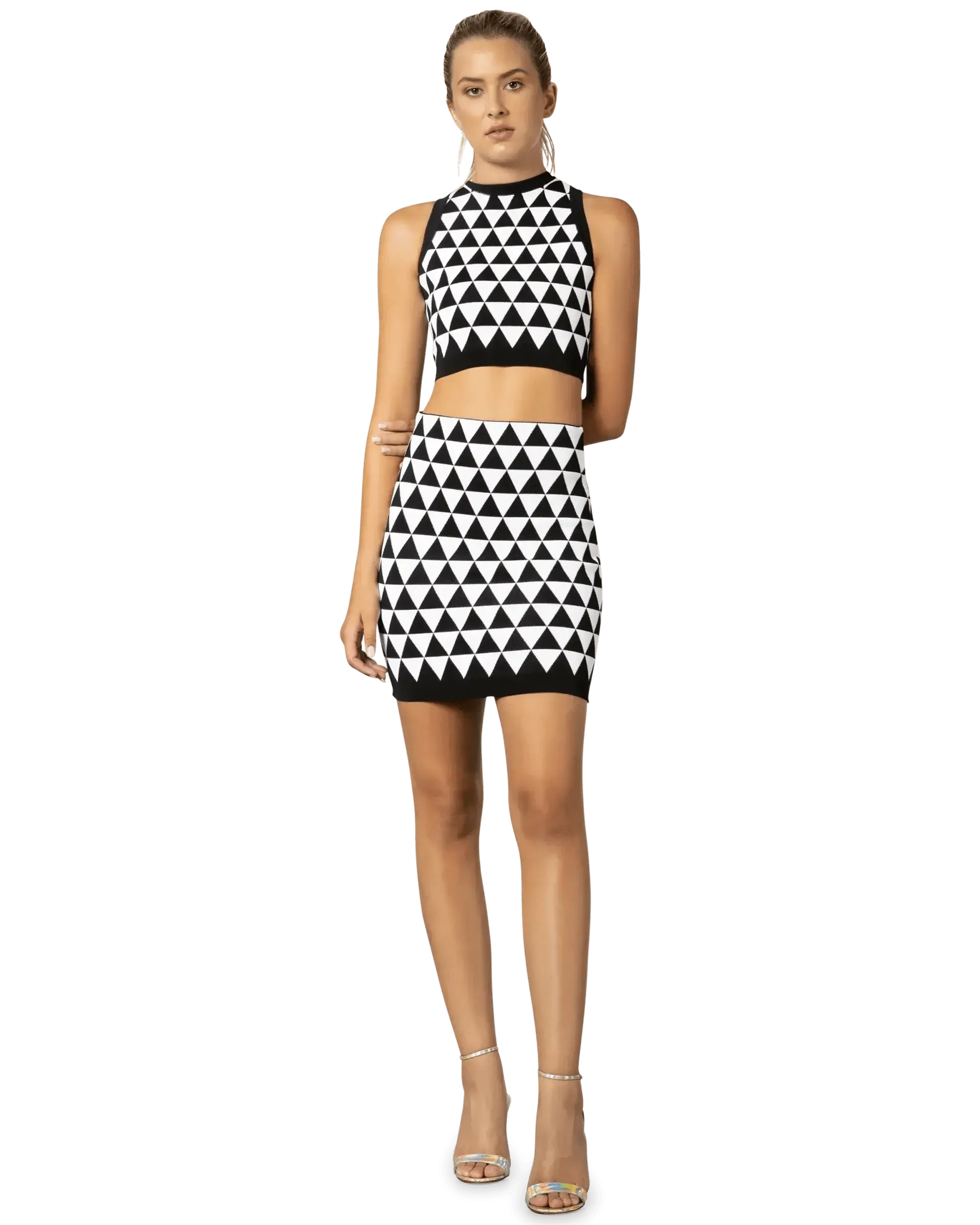 Geometric Print Mini Skirt - DIHSAN