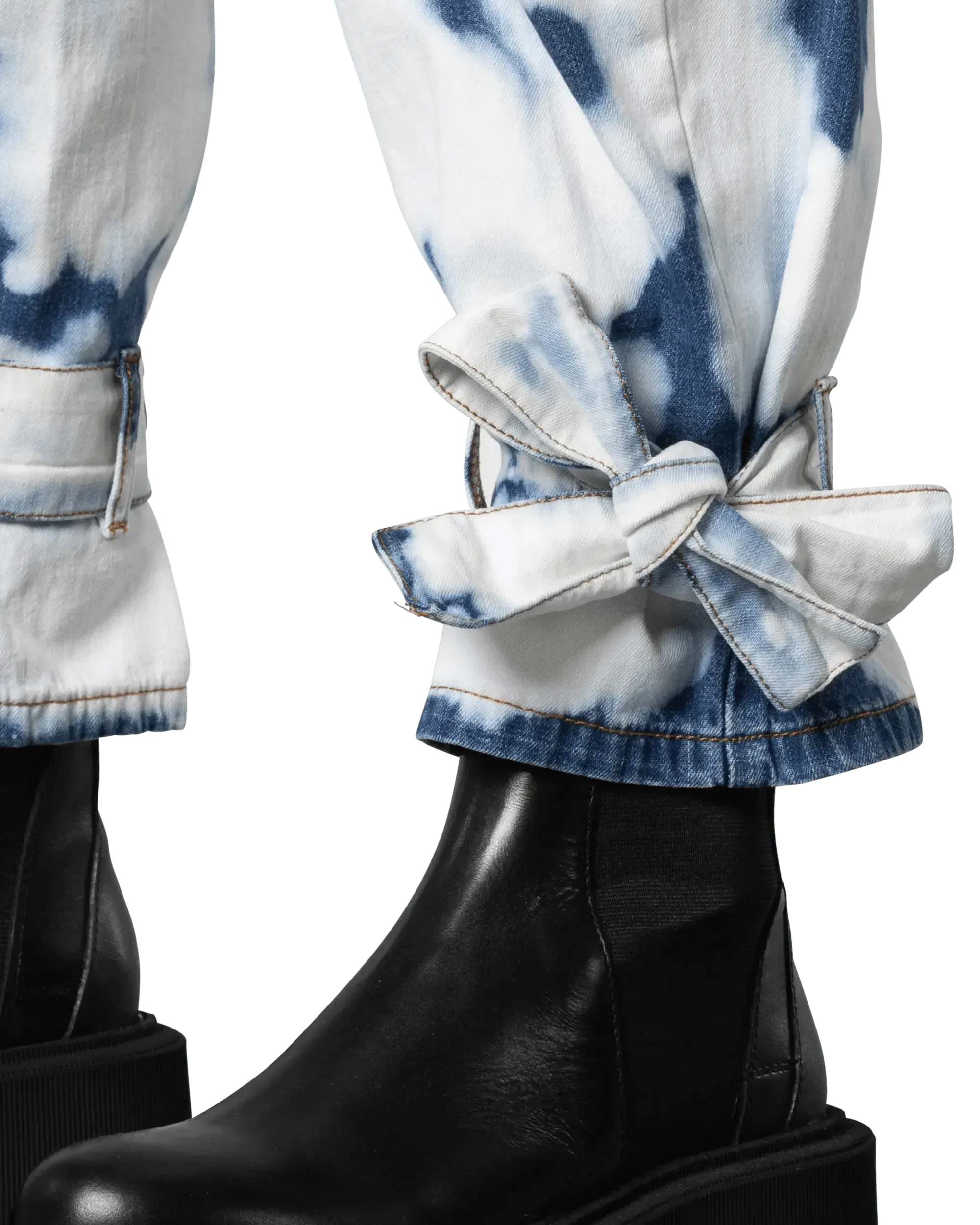 Tie-Dye Ankle-Belted Jeans - DIHSAN