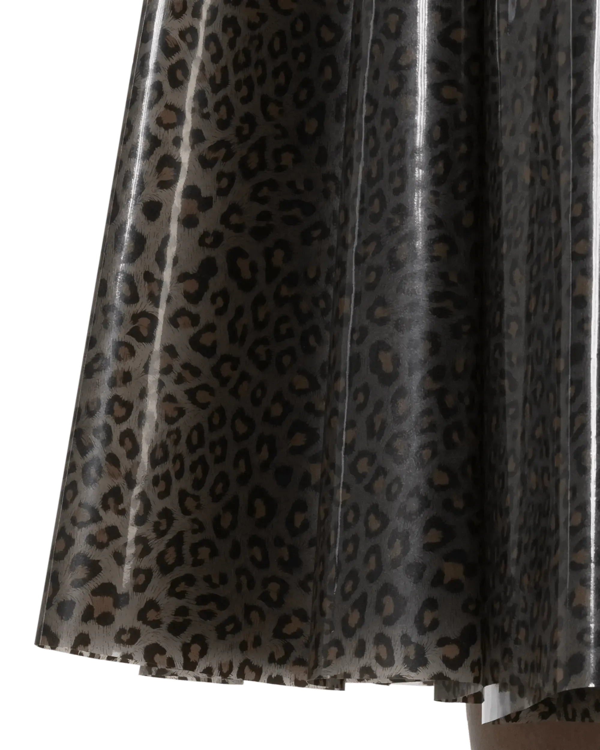 Vinyl-Covered Leopard Print Skirt - DIHSAN