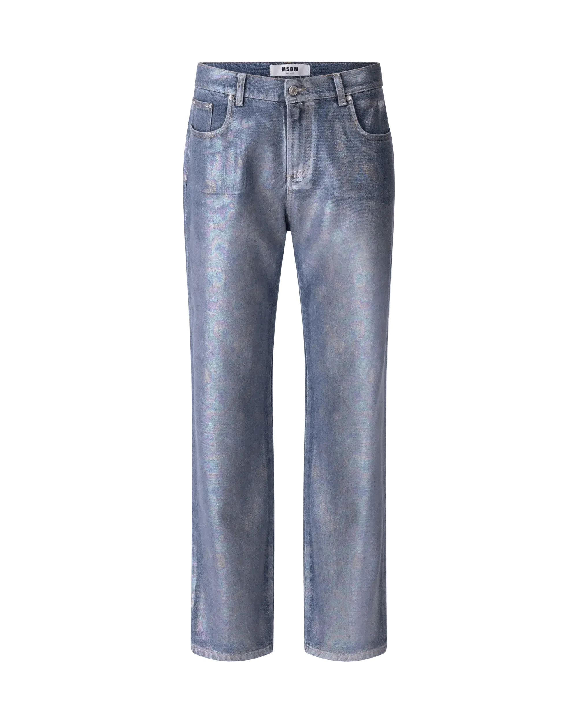 Iridescent Print Denim Jeans - DIHSAN