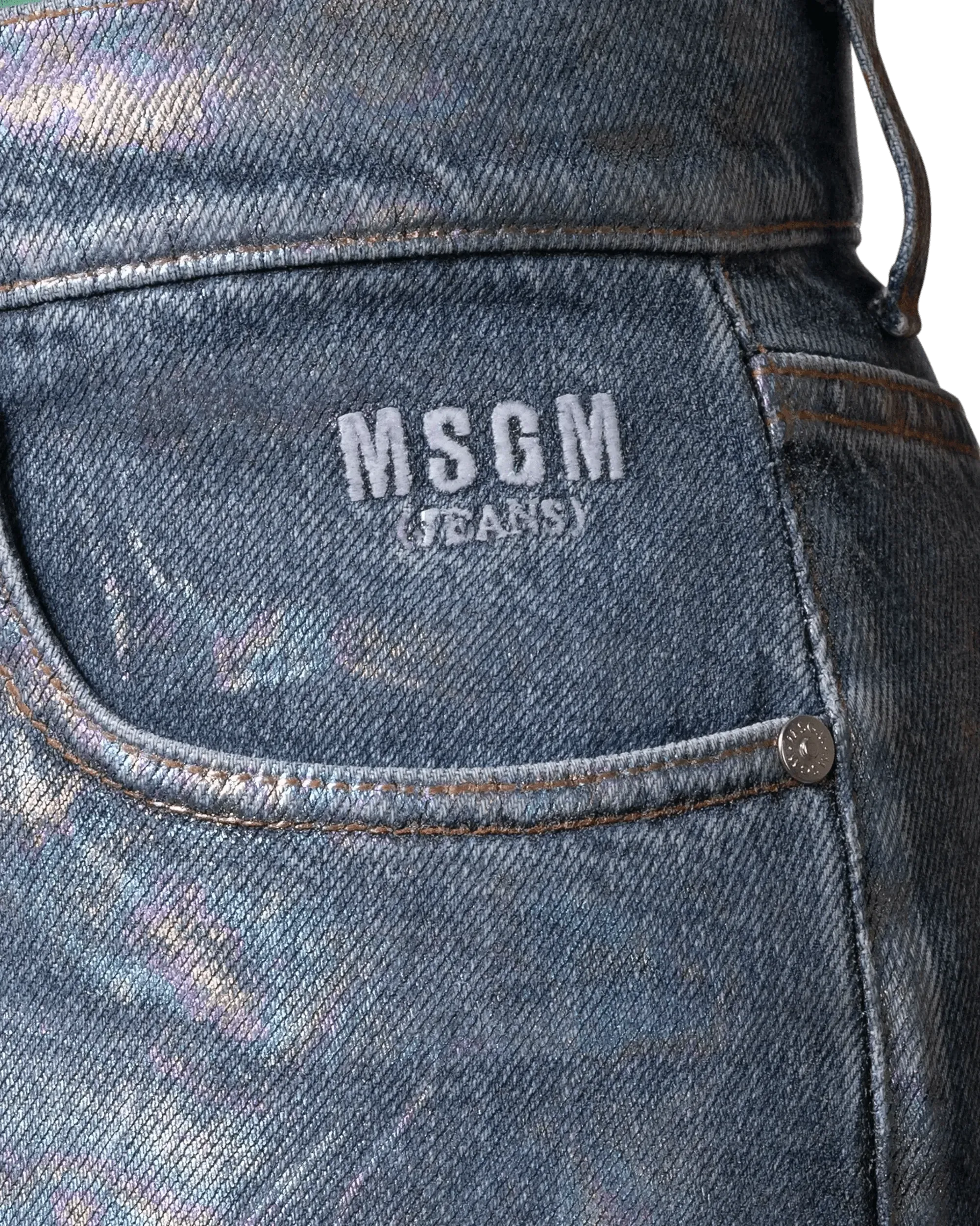 Iridescent Print Denim Jeans - DIHSAN