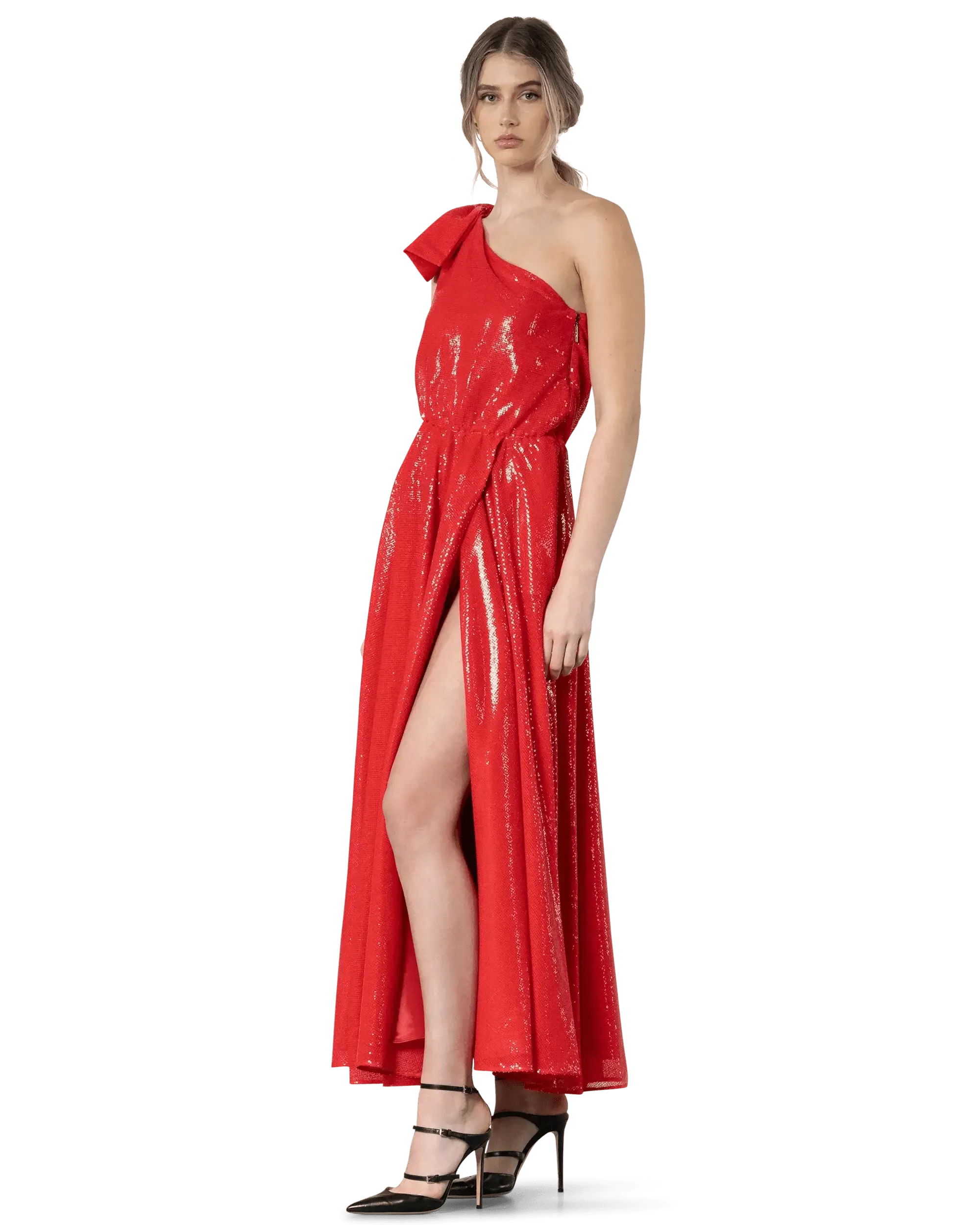 Sequined One Shoulder Dress - DIHSAN
