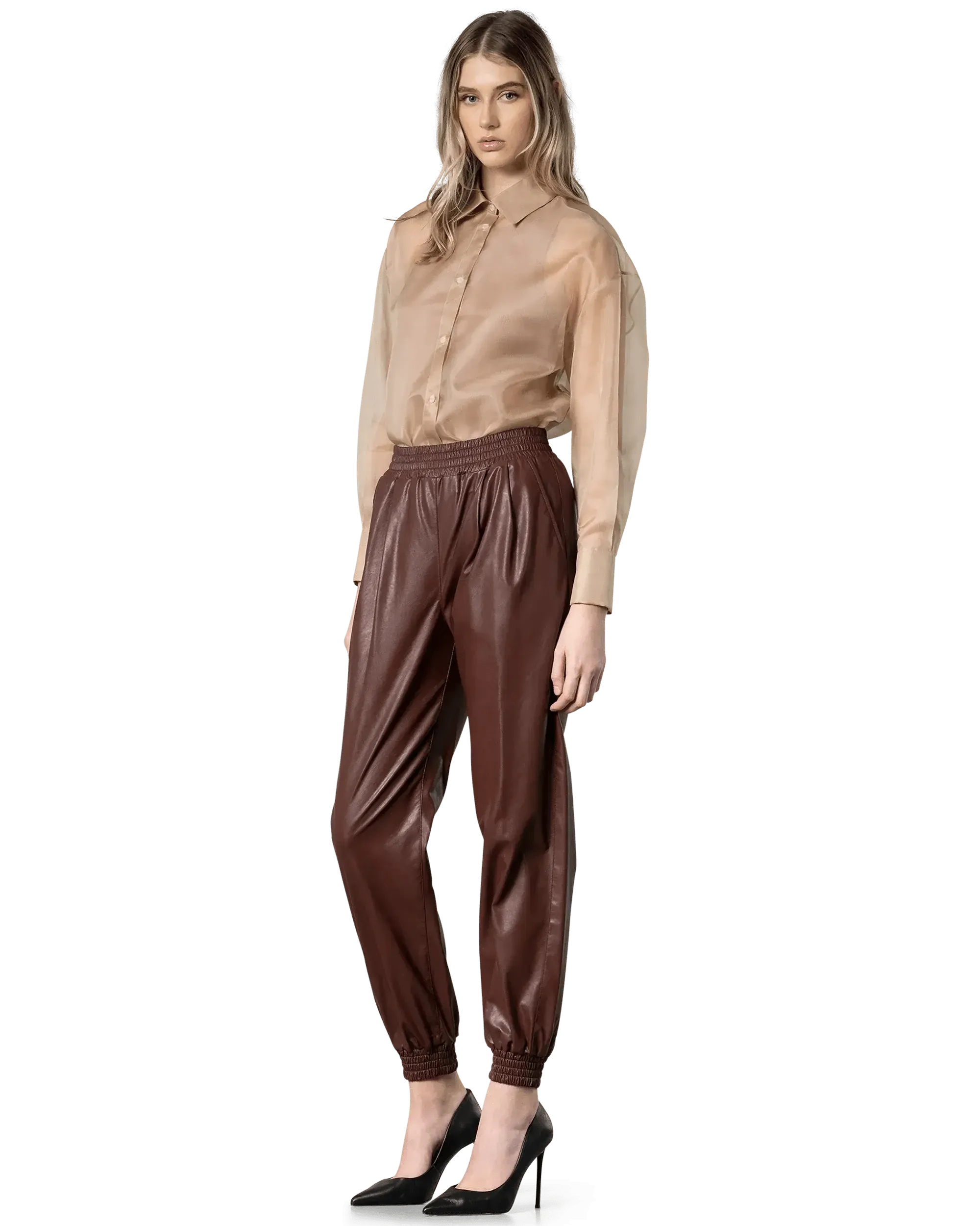 Faux Leather Joggers - DIHSAN
