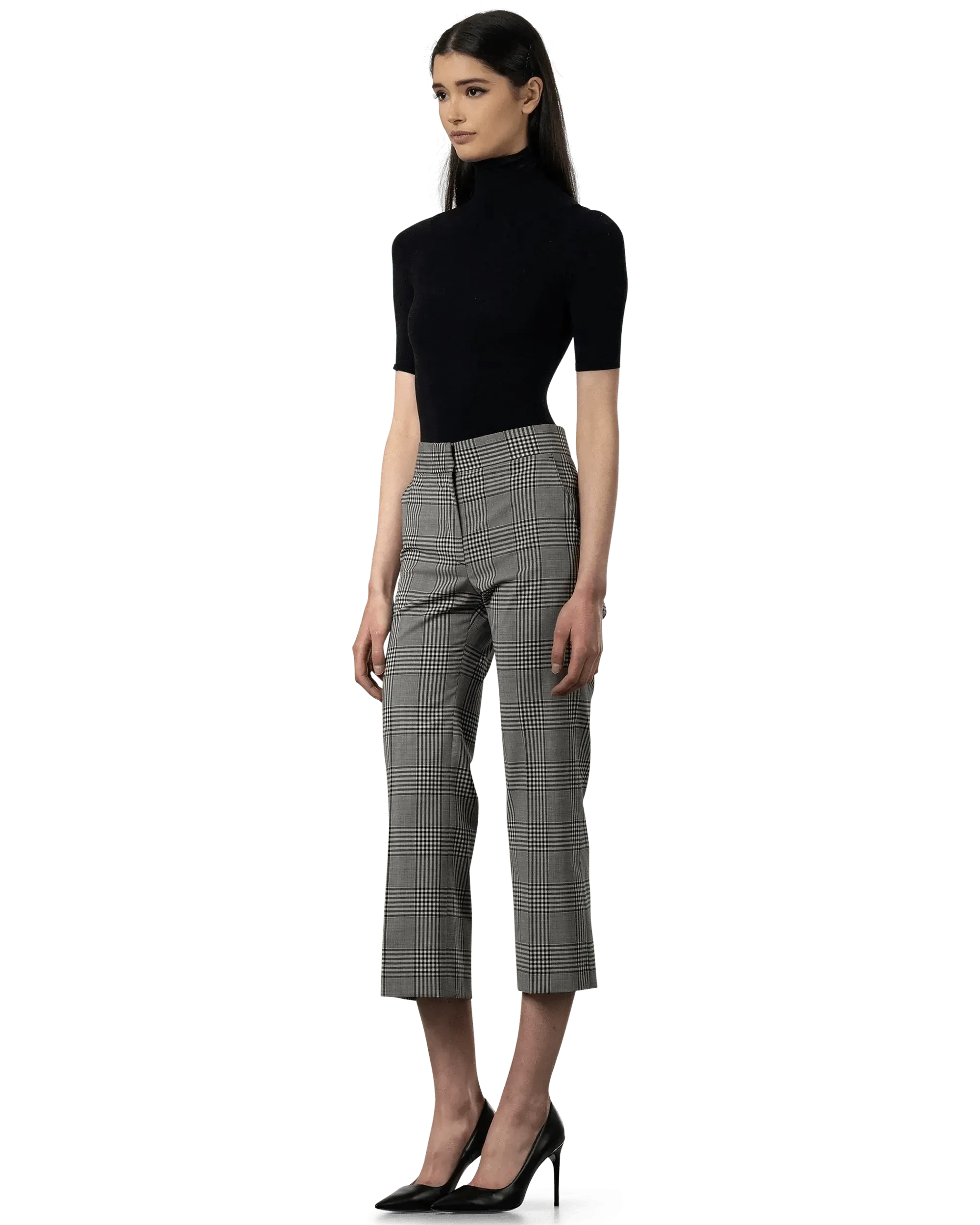 Cropped Plaid Dress Pants - DIHSAN