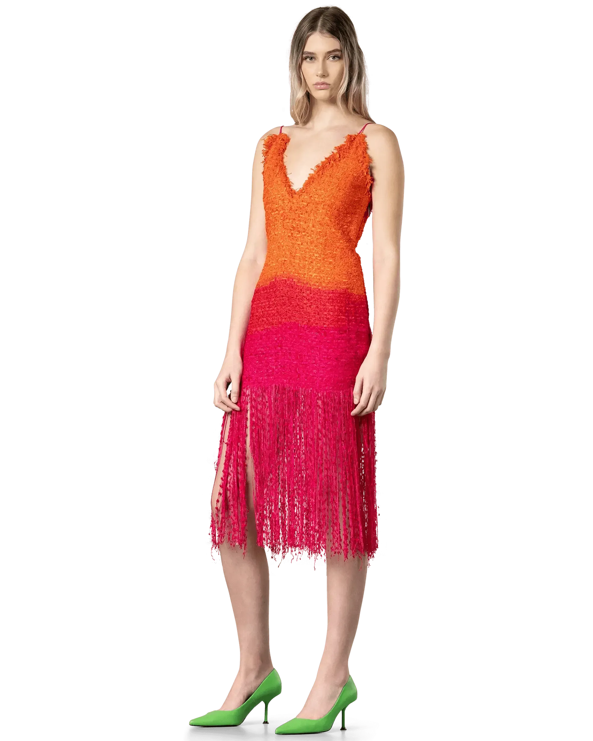 Two-Toned Fringe Dress - DIHSAN