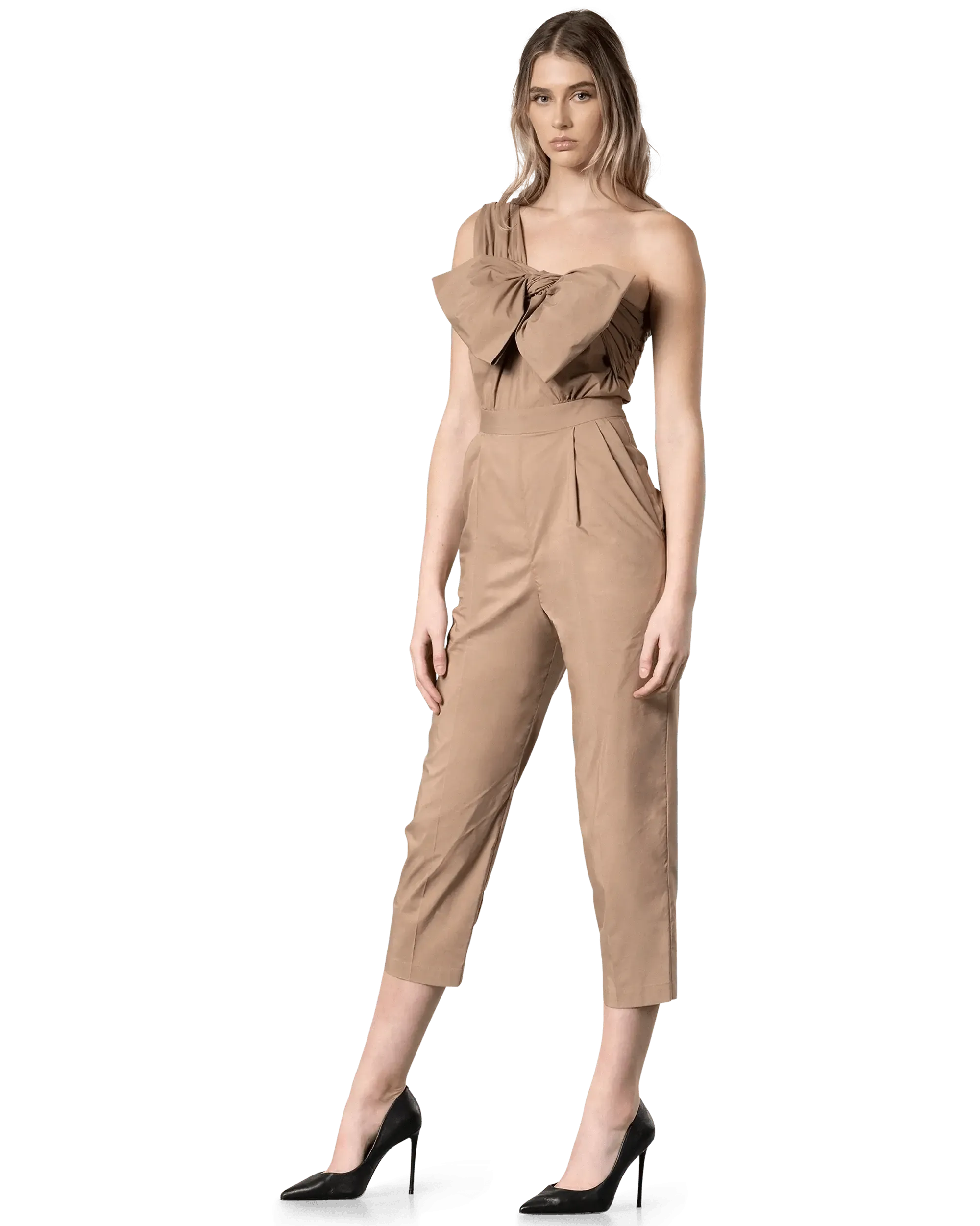 Bow-Detailed One Shoulder Jumpsuit - DIHSAN