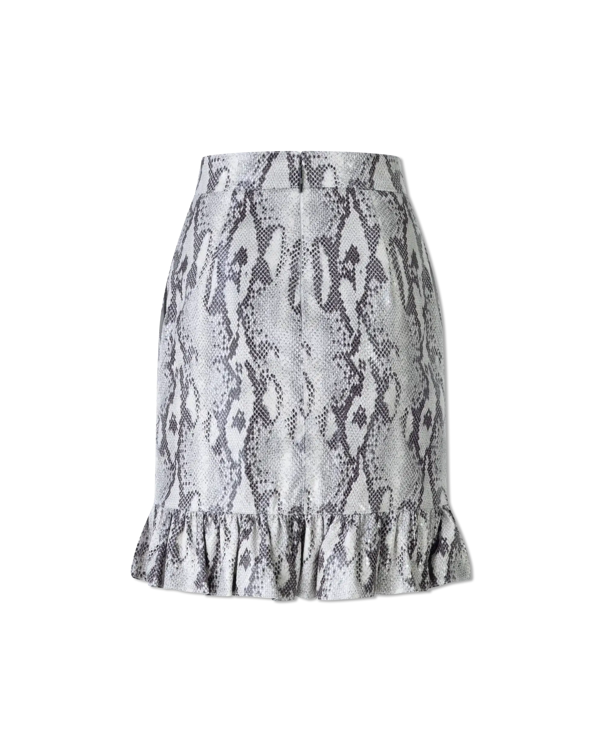 Ruffled Snakeskin Print Skirt
