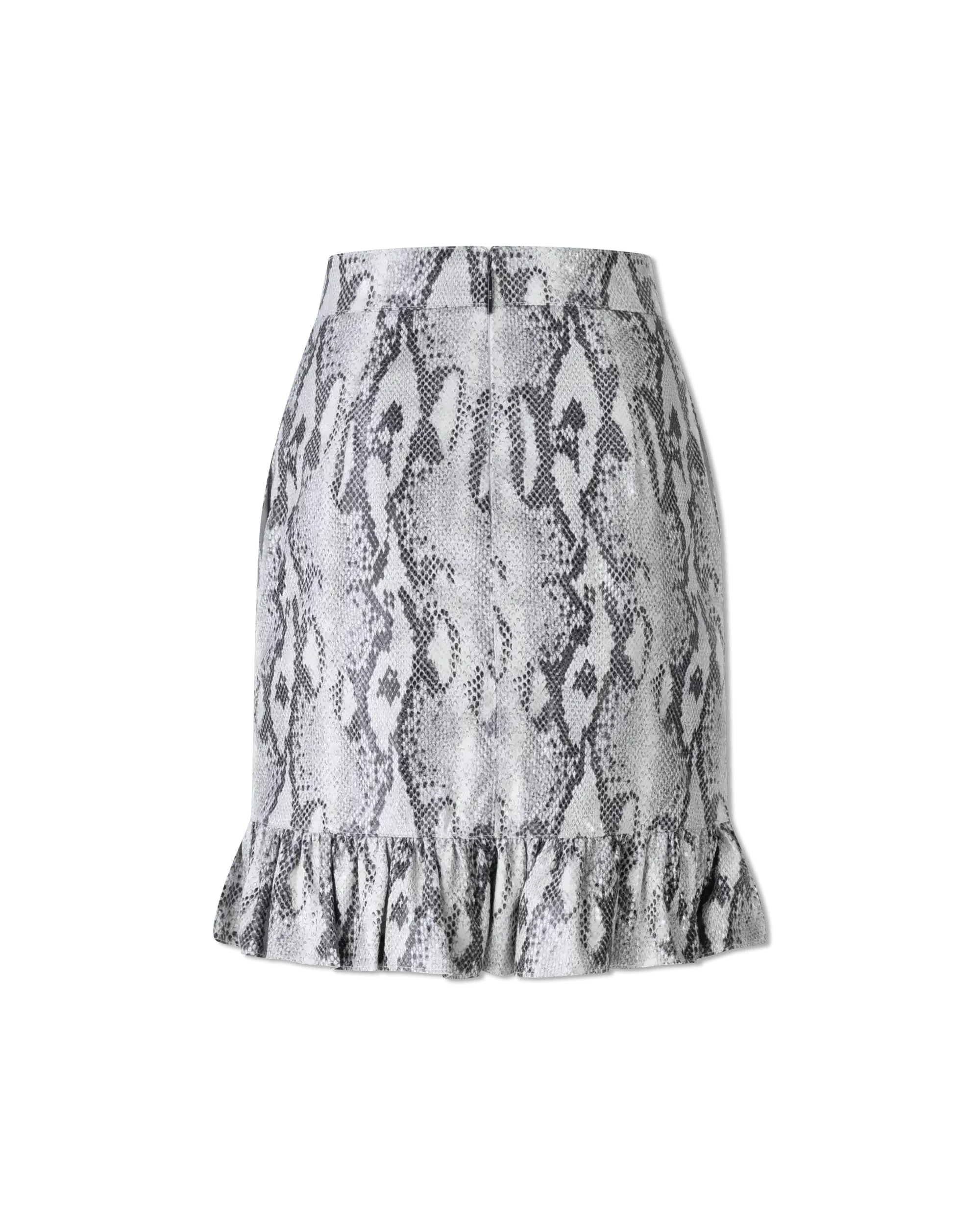 Ruffled Snakeskin Print Skirt - DIHSAN