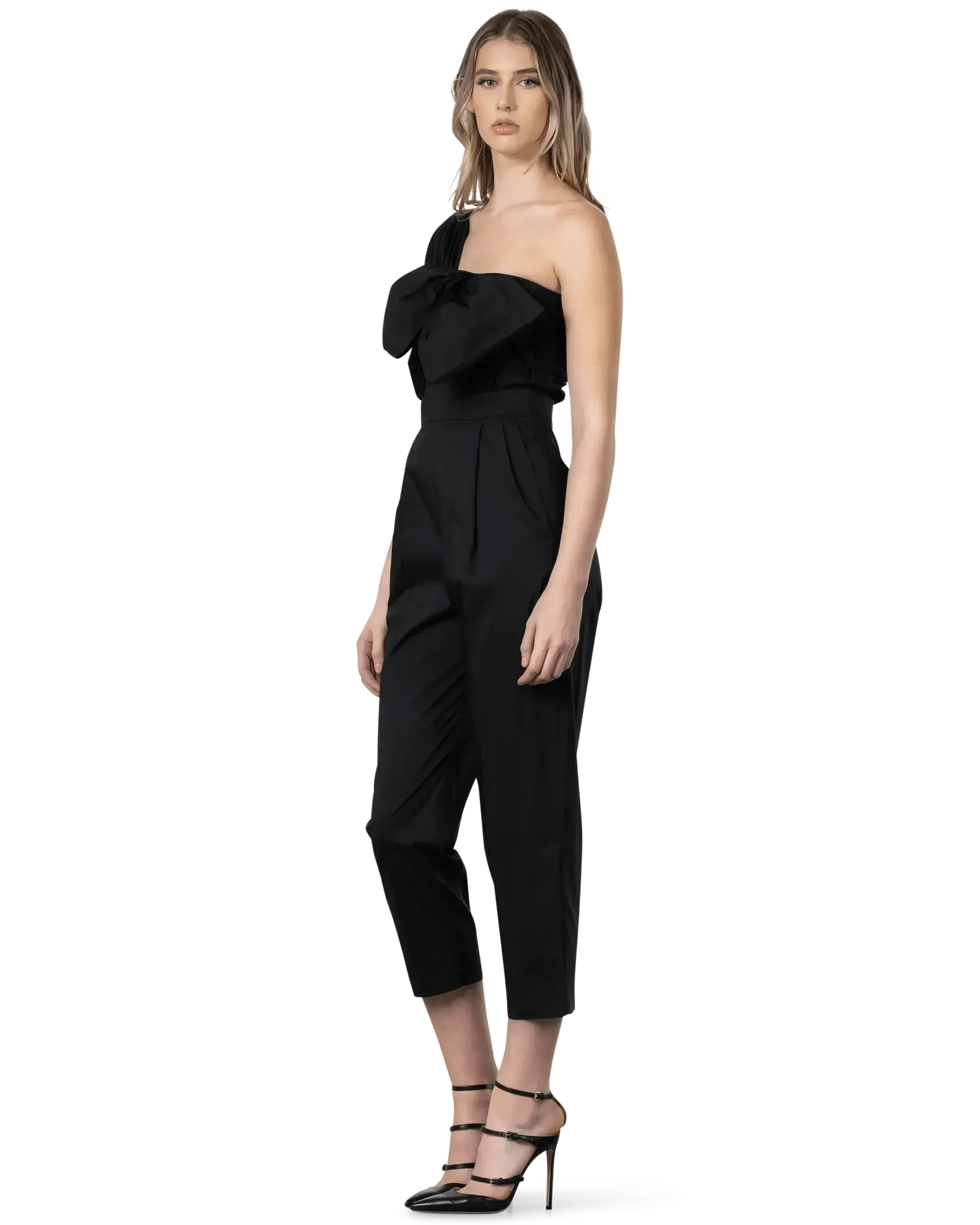 Bow-Detailed One Shoulder Jumpsuit - DIHSAN