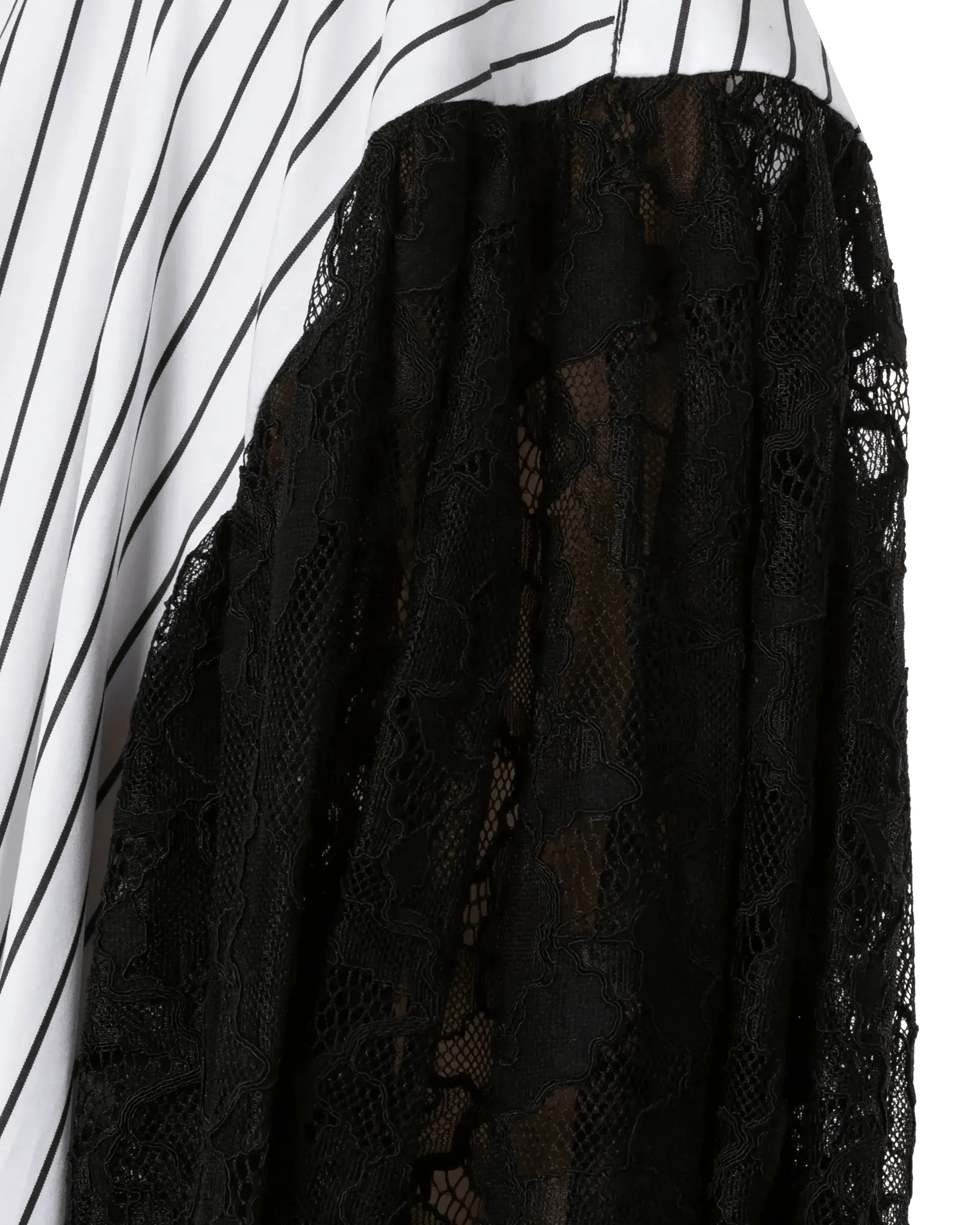 Lace-Sleeved Belted Shirt Dress - DIHSAN