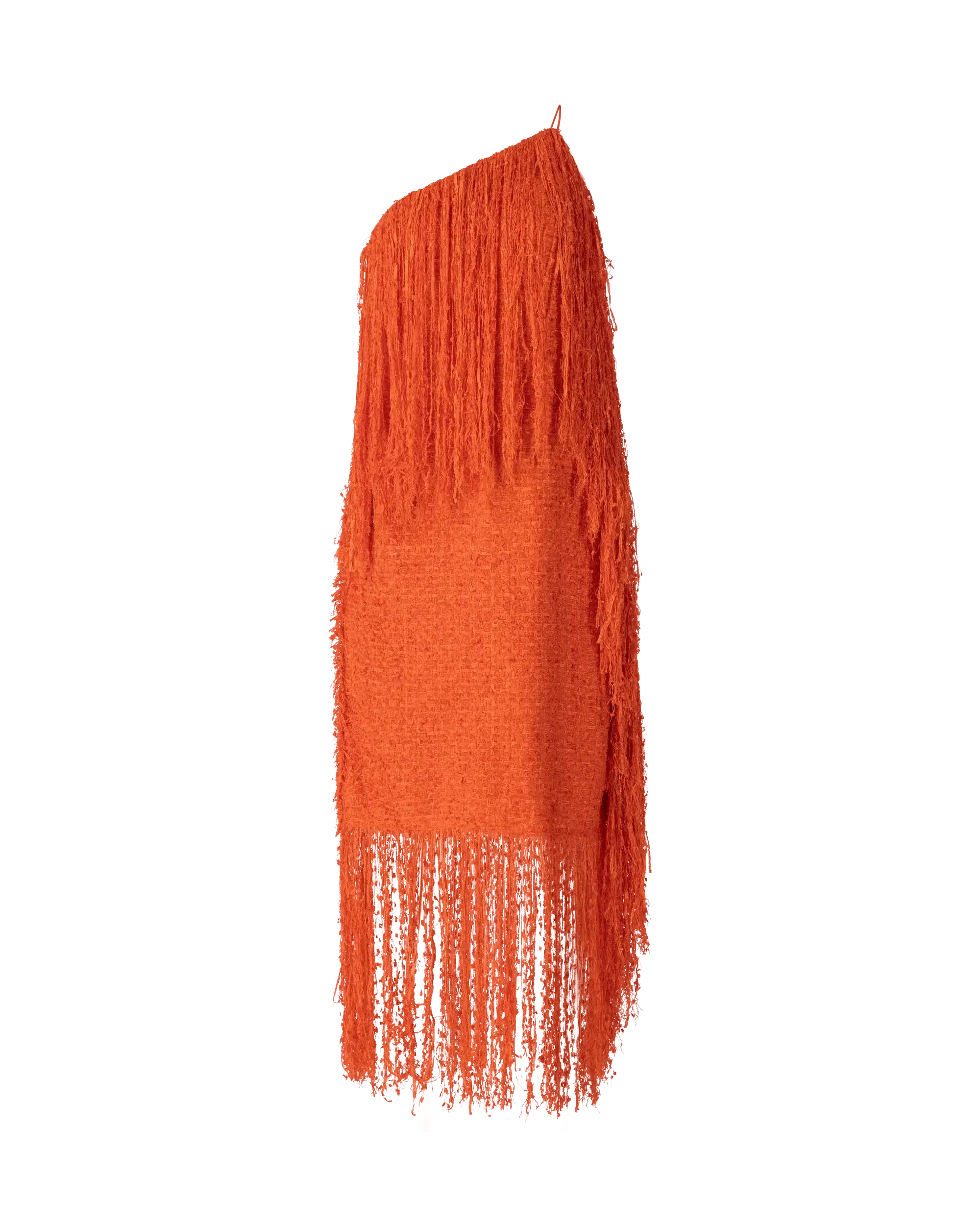 Fringe-Detailed One Shoulder Dress - DIHSAN