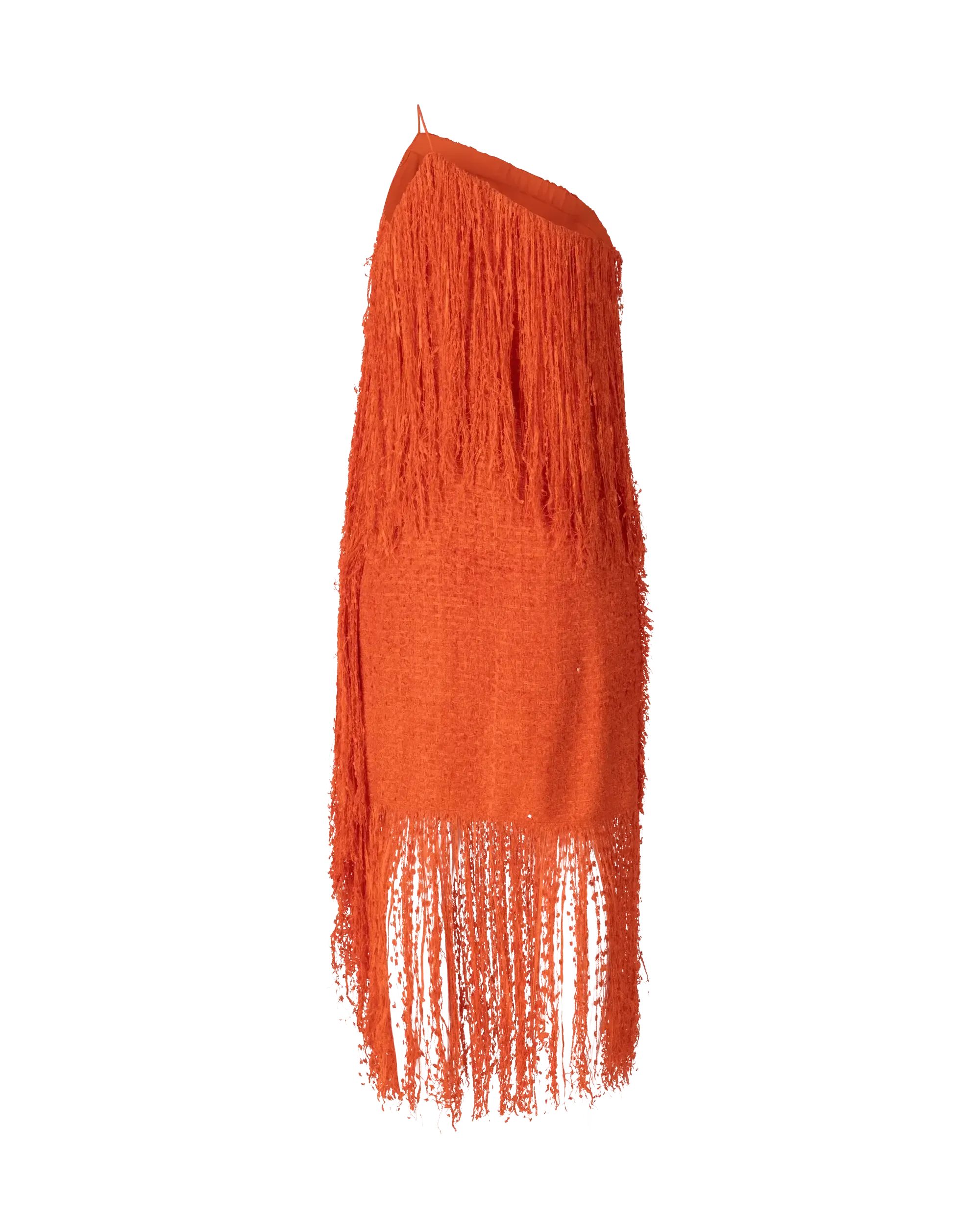 Fringe-Detailed One Shoulder Dress - DIHSAN