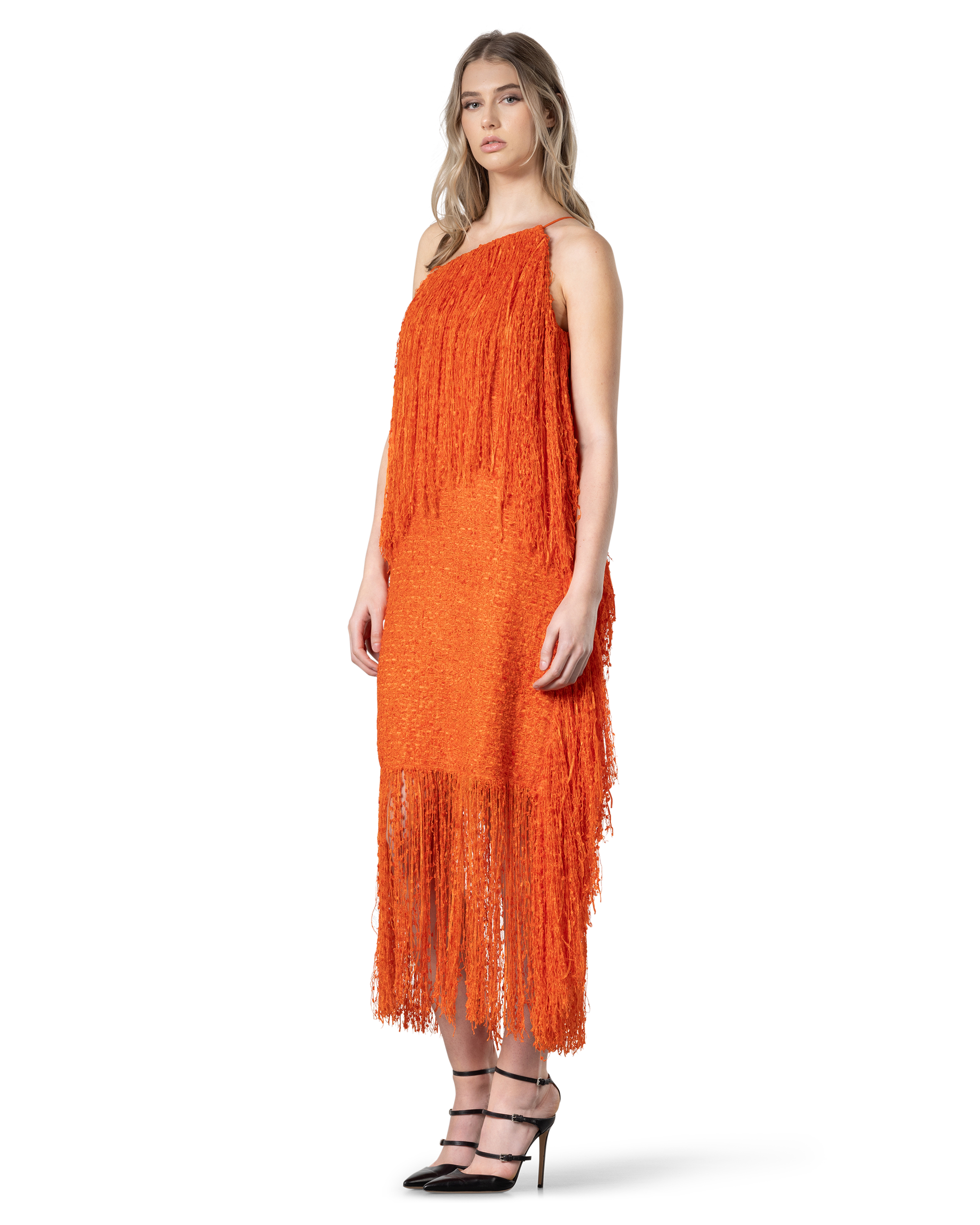 MSGM One Shoulder Fringe Dress