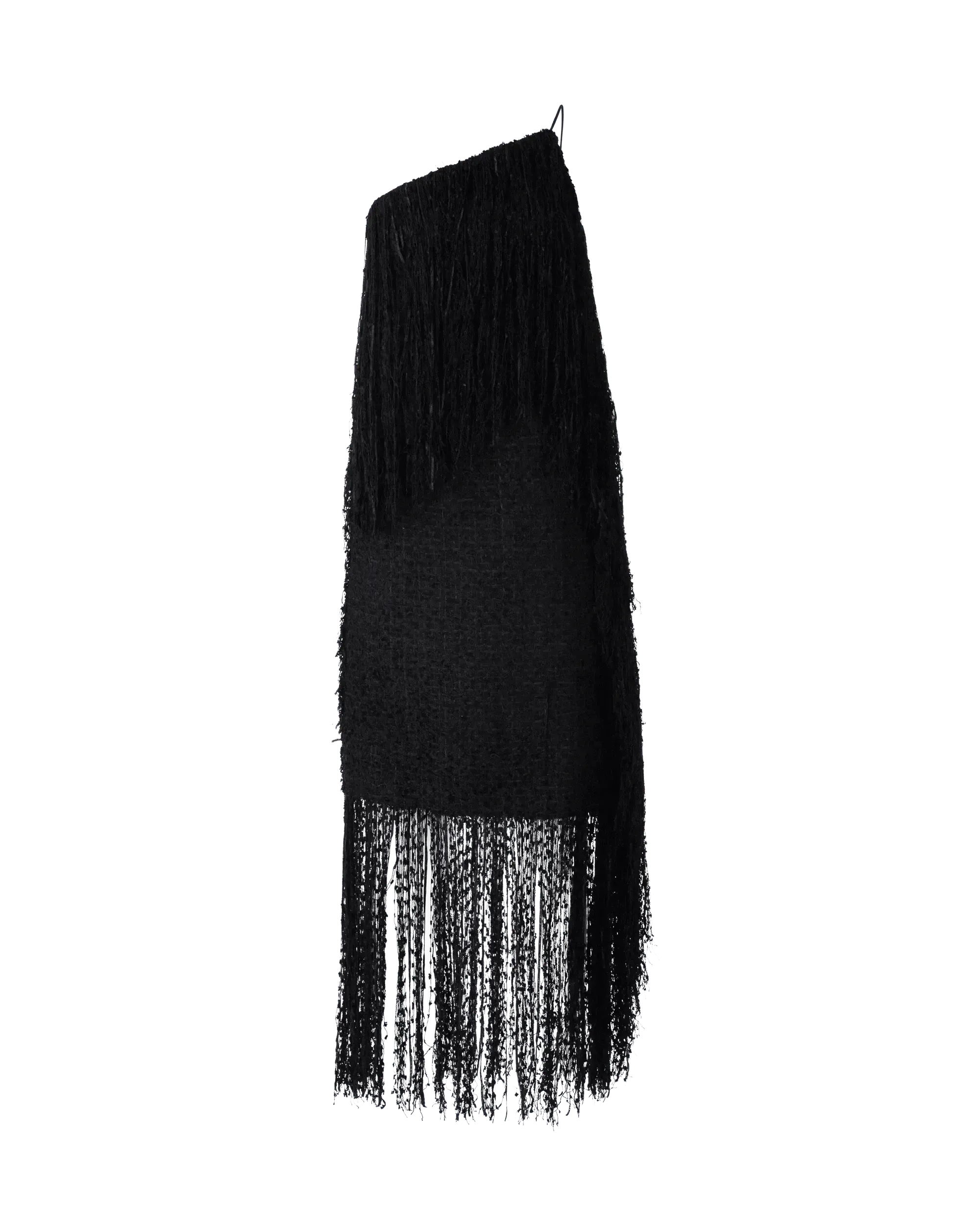 Fringe-Detailed One Shoulder Dress - DIHSAN