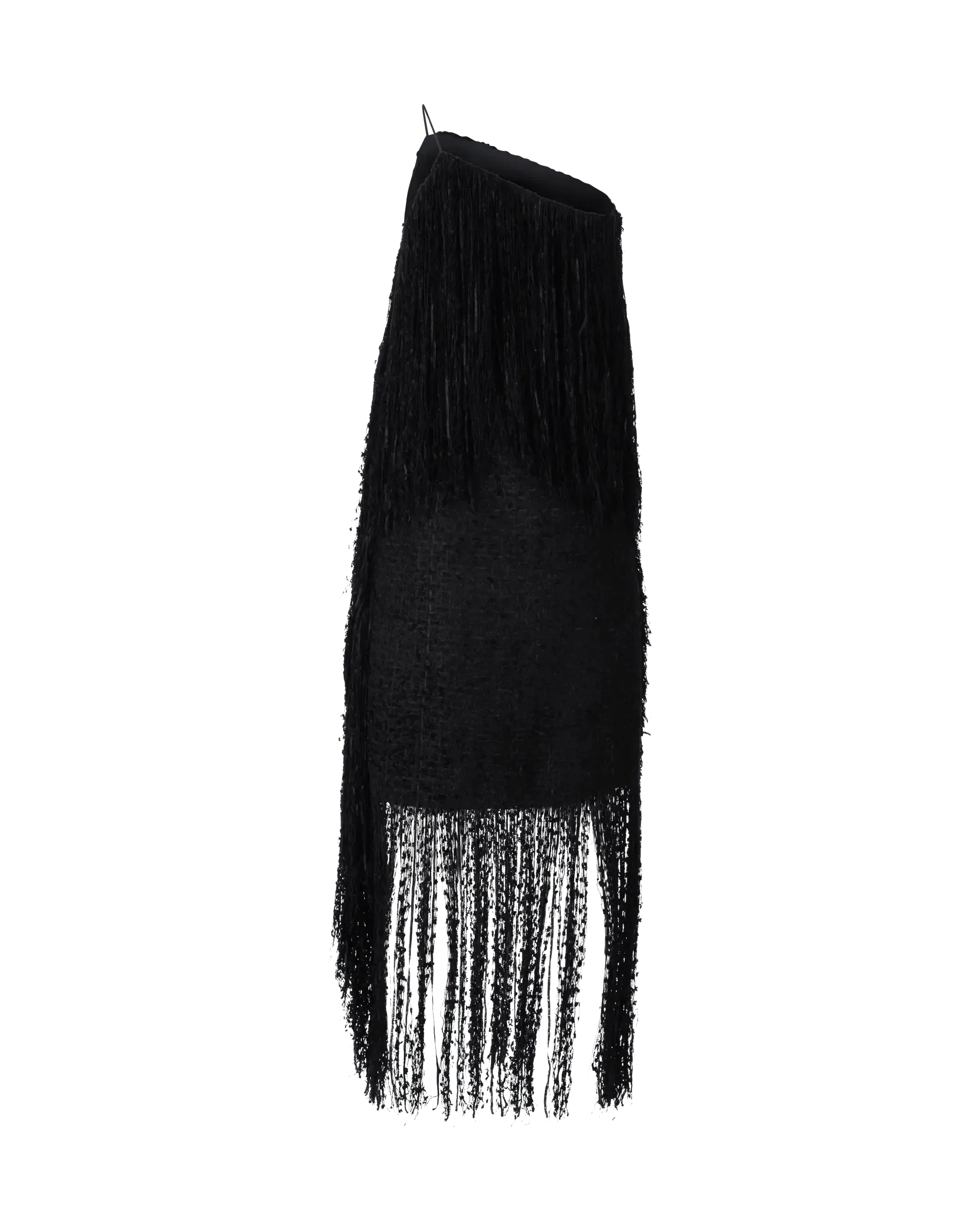 Fringe-Detailed One Shoulder Dress - DIHSAN