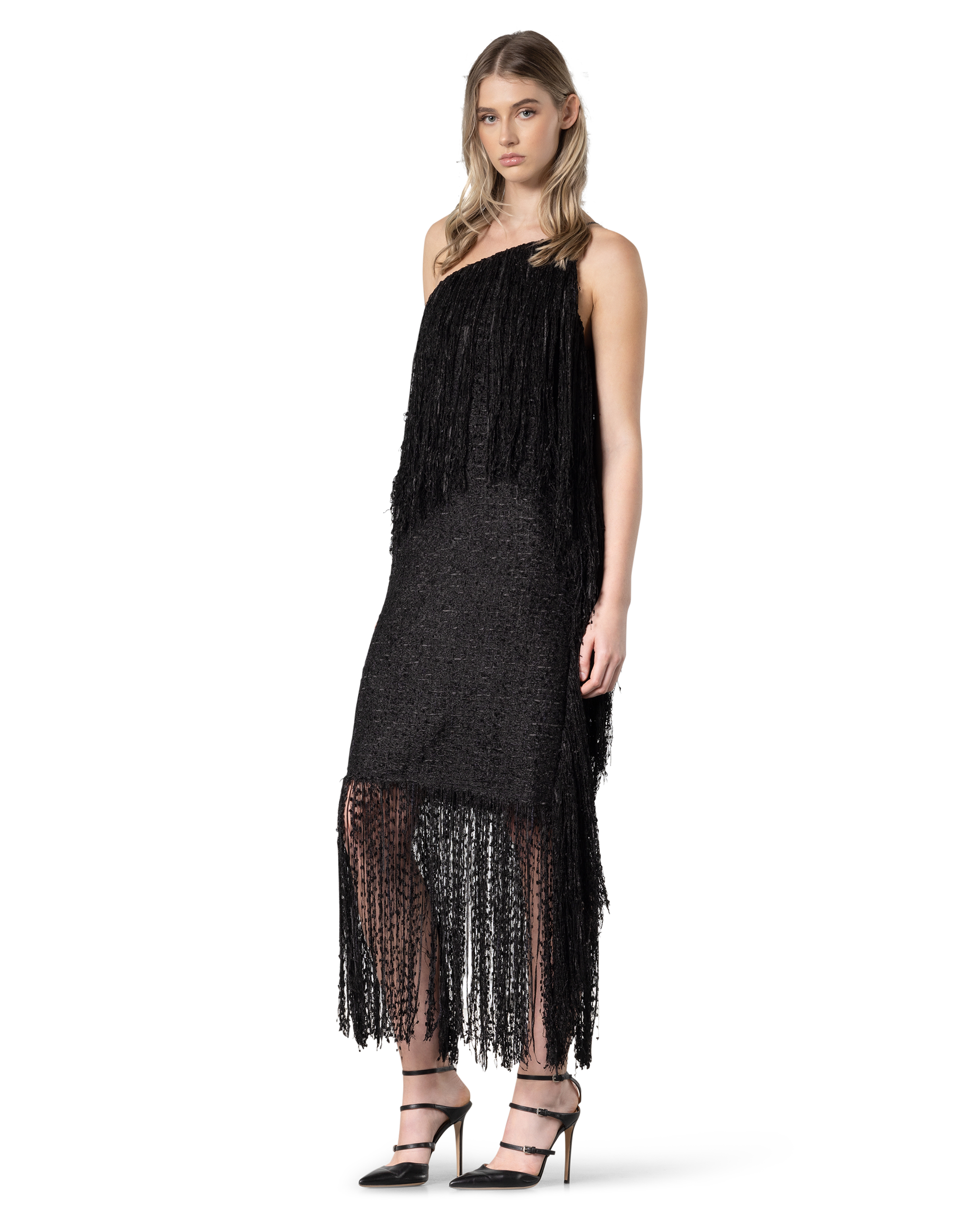 MSGM One Shoulder Fringe Dress
