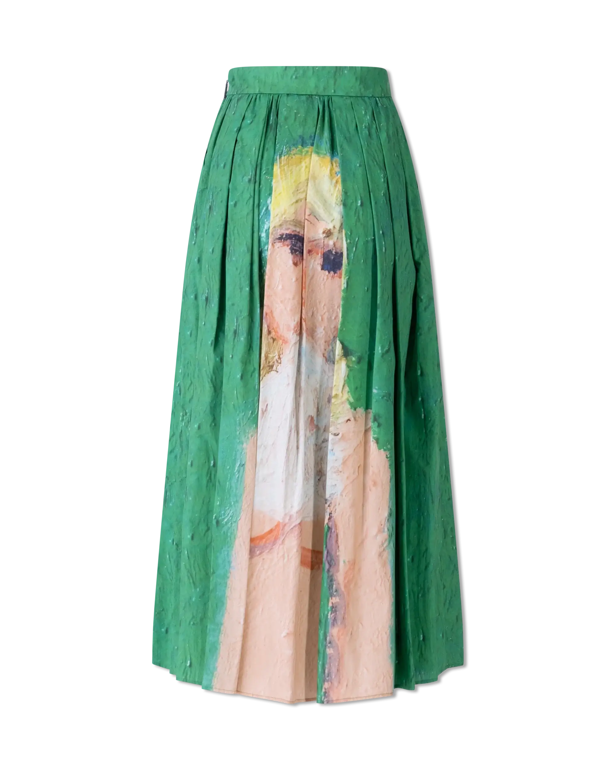 Pleated Print Midi Skirt