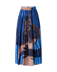 Pleated Print Midi Skirt - DIHSAN