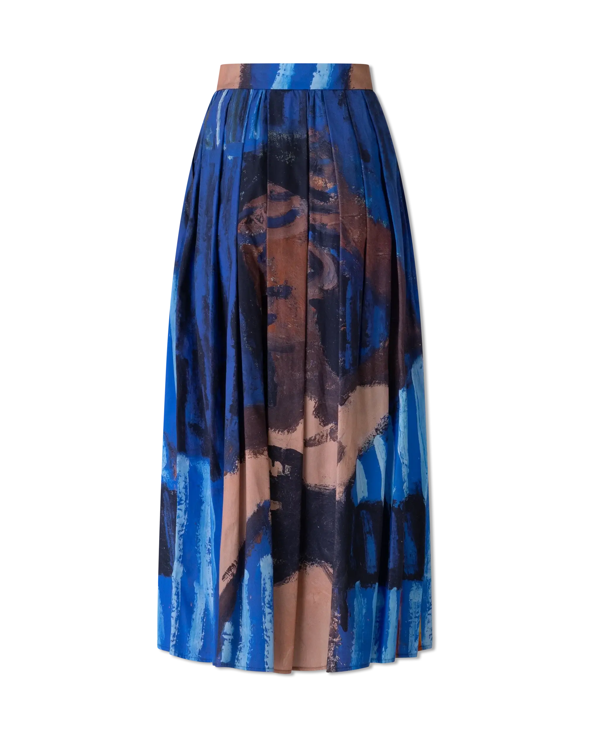 Pleated Print Midi Skirt