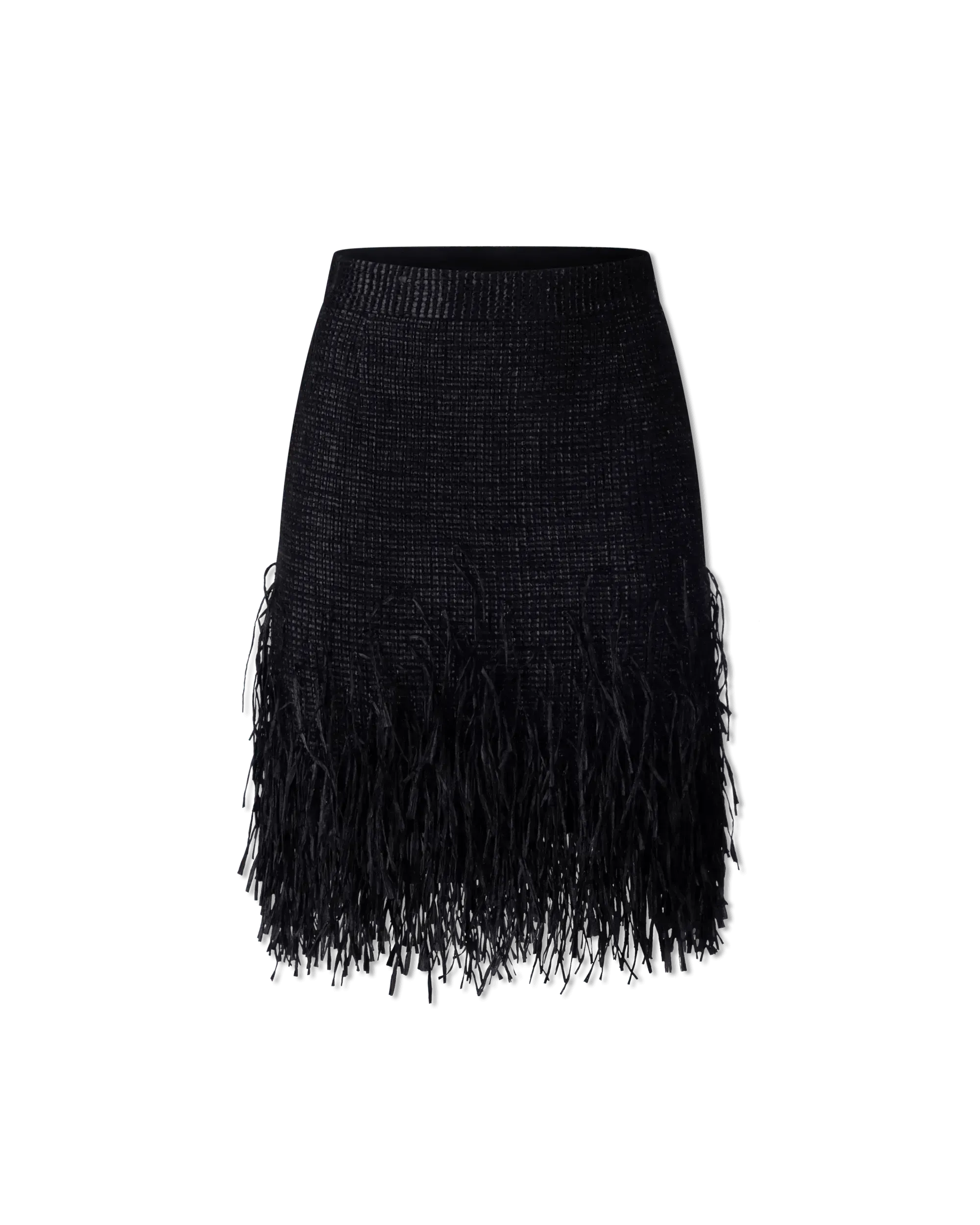 Fringe-Trimmed High Waisted Skirt - DIHSAN