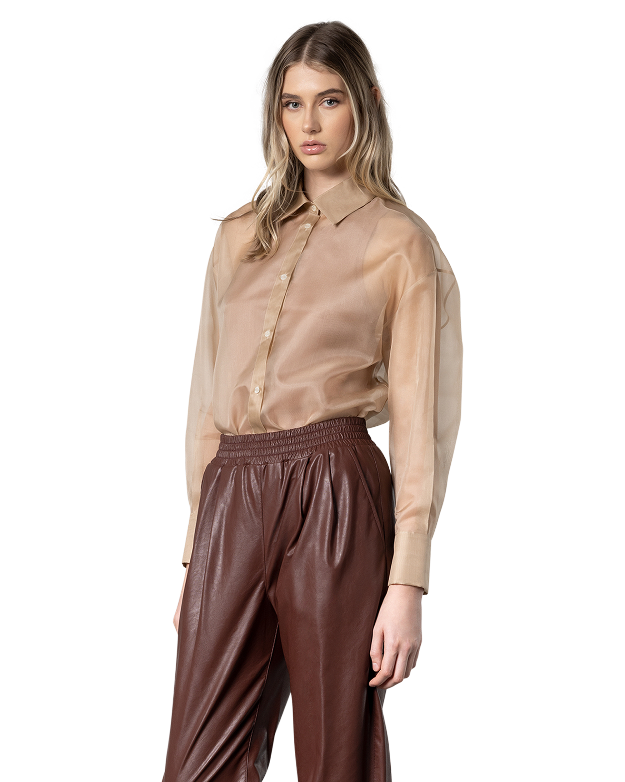 MSGM Button Up Sheer Blouse