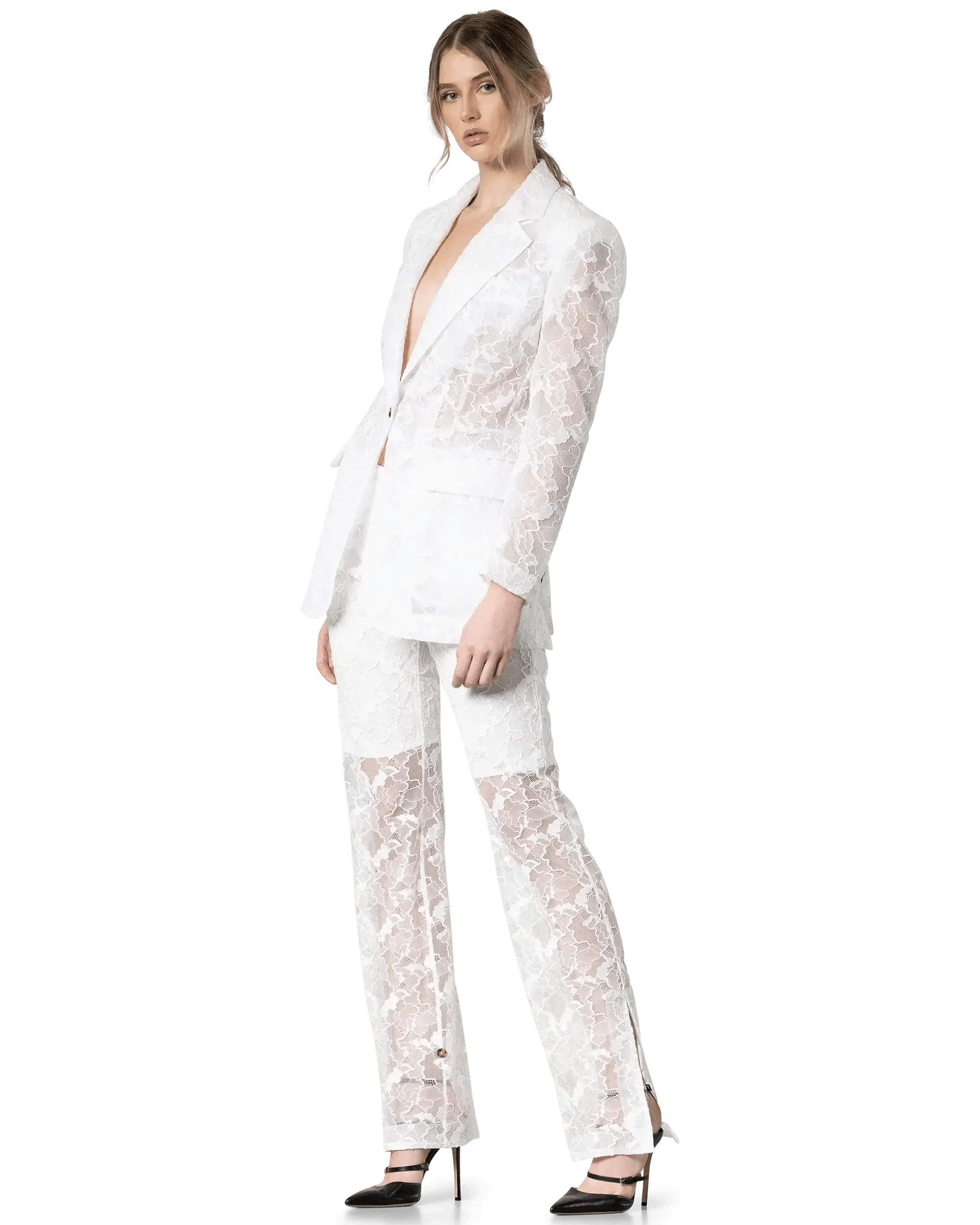 Single Breasted Lace Blazer - DIHSAN