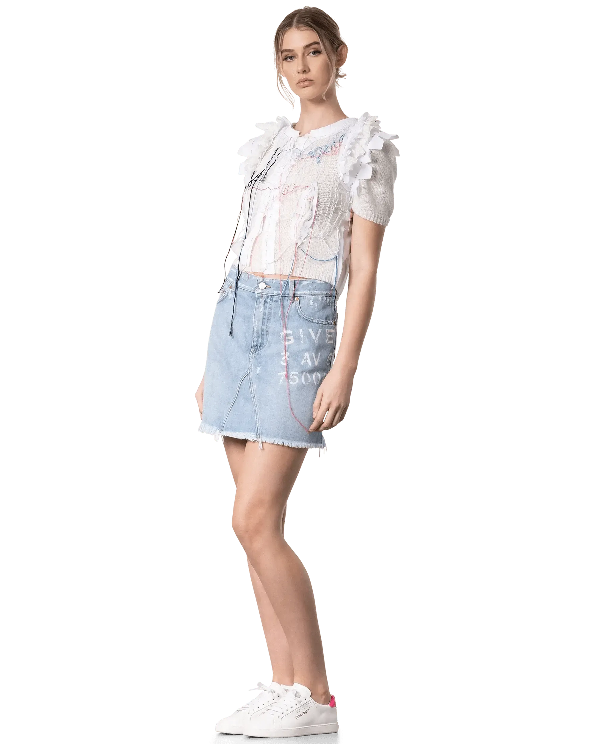 Denim Mini Skirt With Logo - DIHSAN