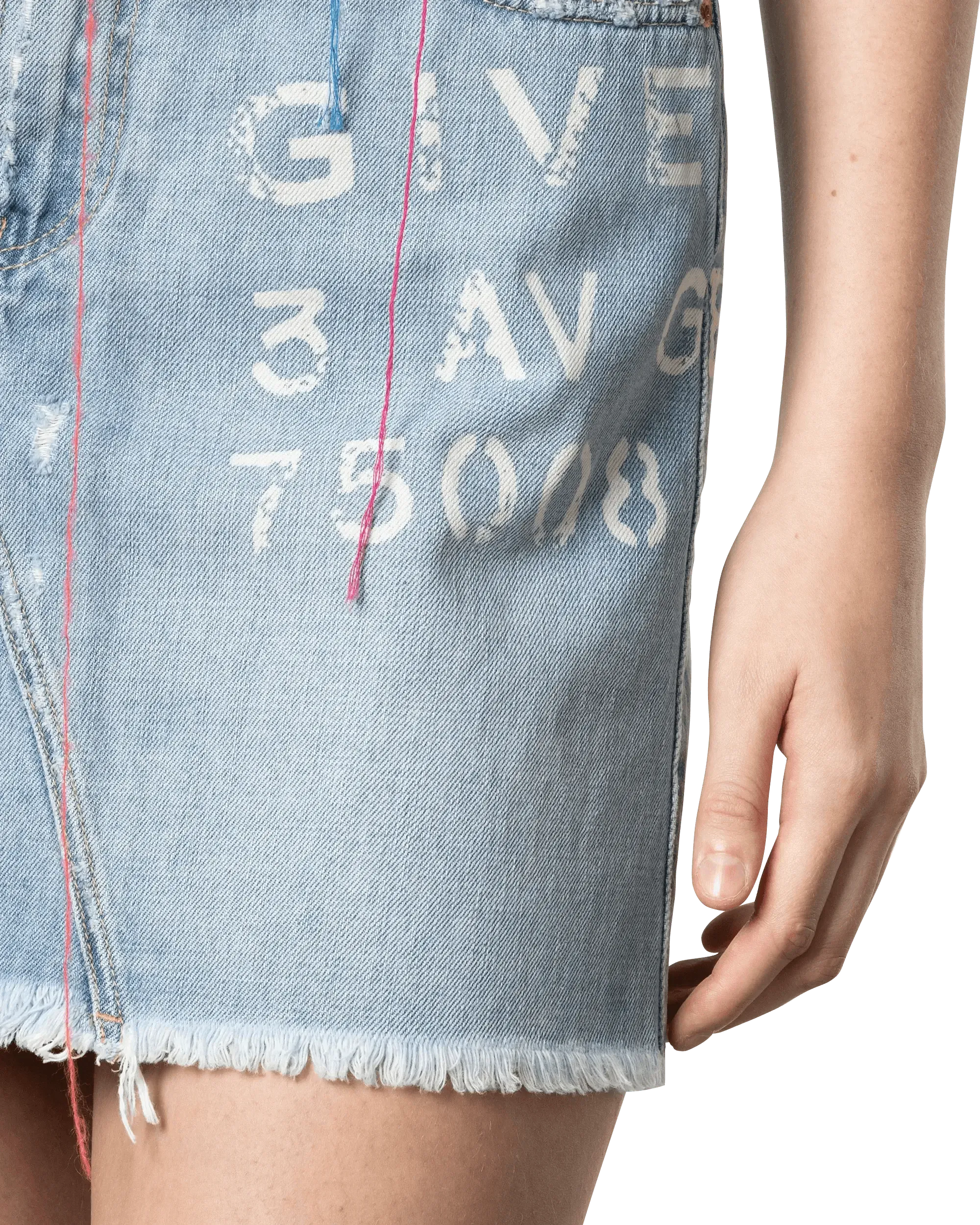 Denim Mini Skirt With Logo - DIHSAN