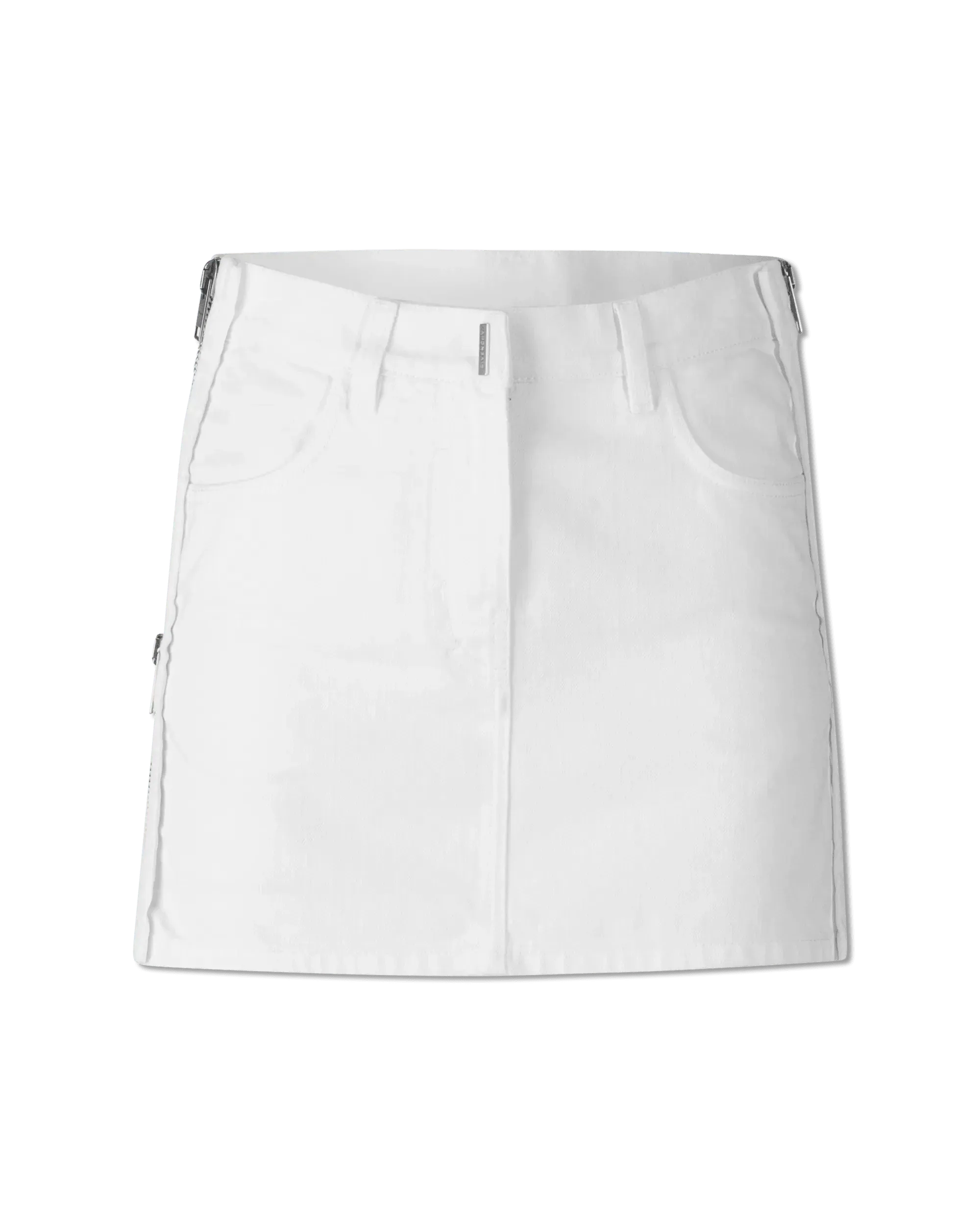 Denim Mini Skirt With Zipper Detail - DIHSAN