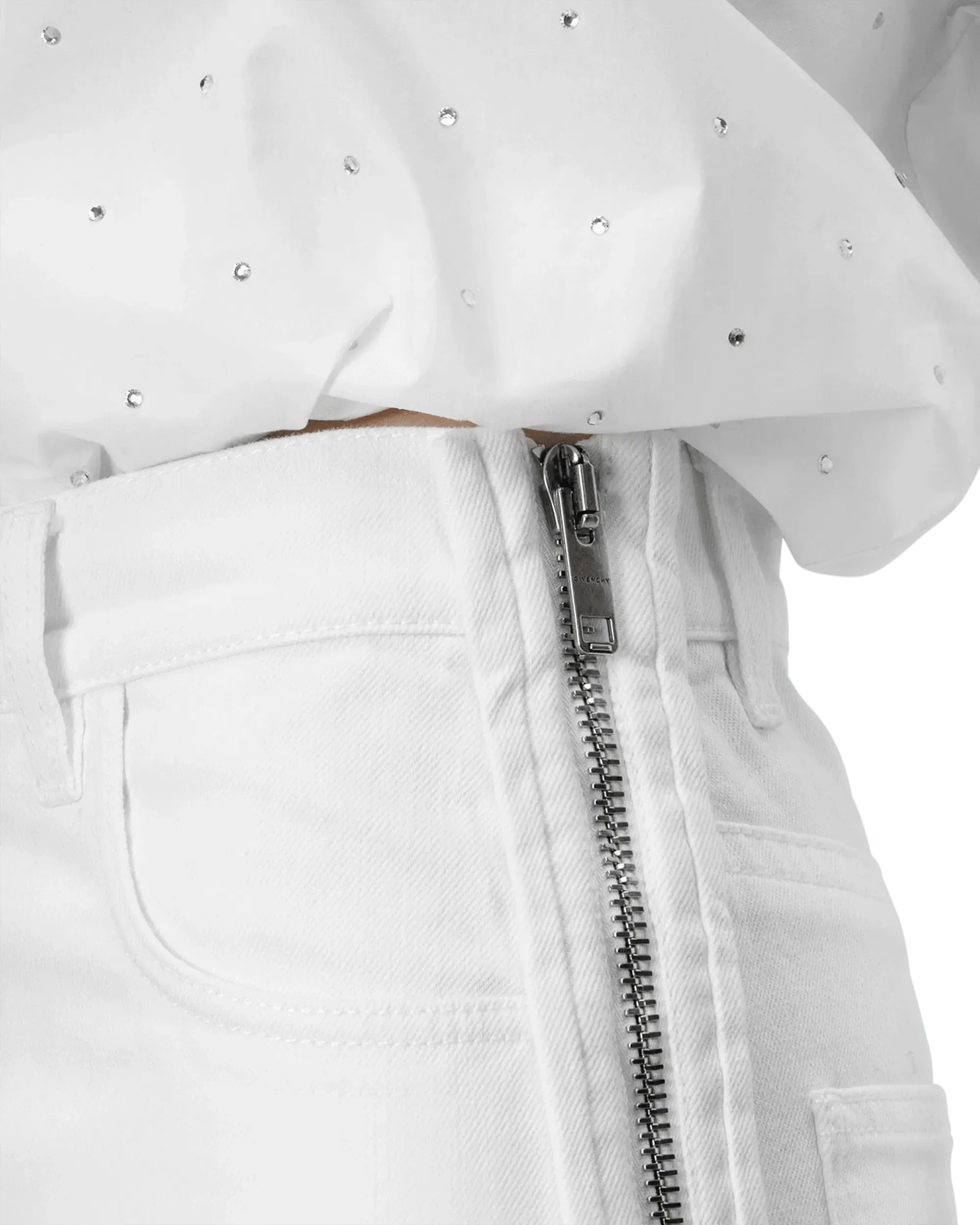 Denim Mini Skirt With Zipper Detail - DIHSAN