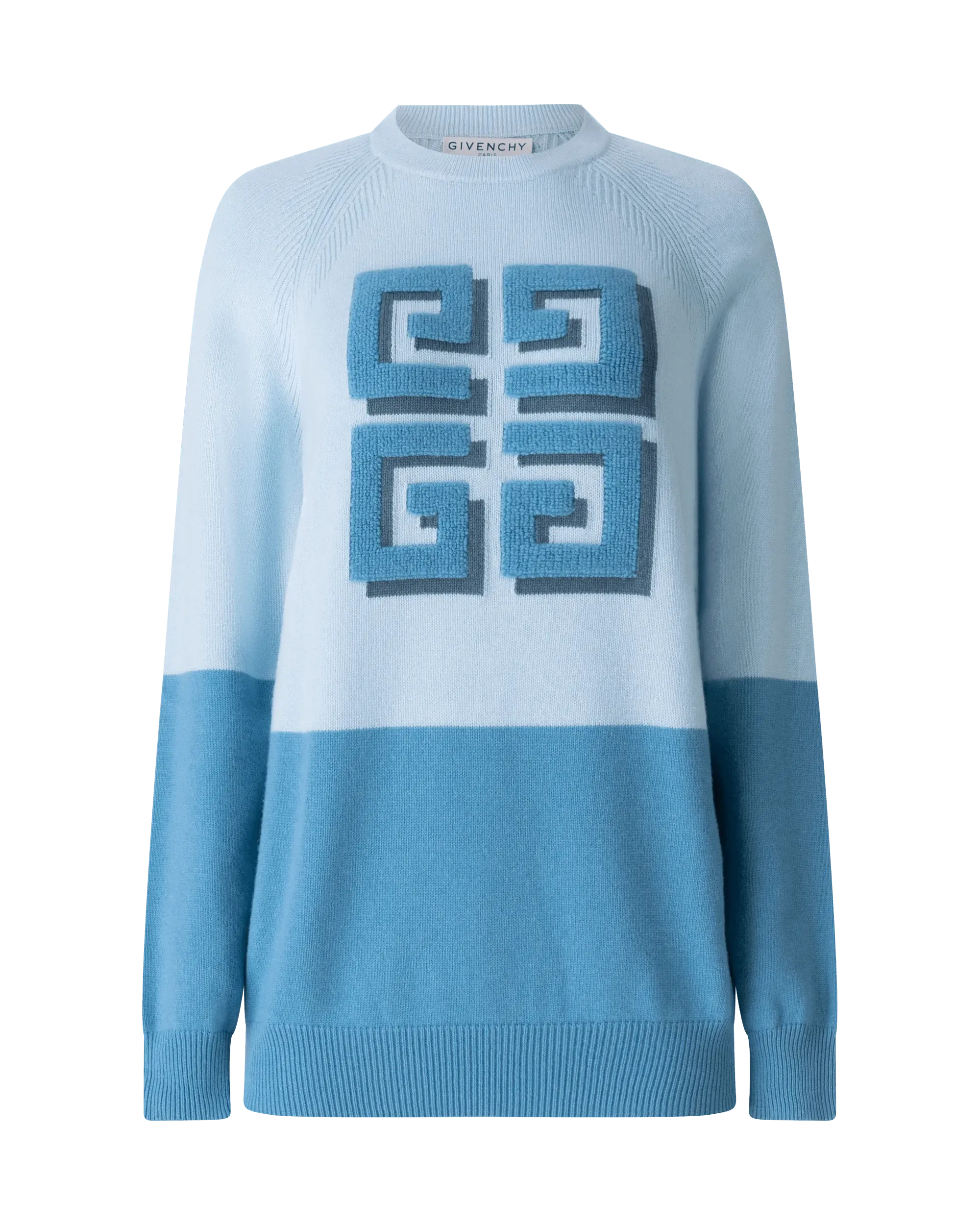 Two-Tone Cashmere Crewneck Sweater - DIHSAN