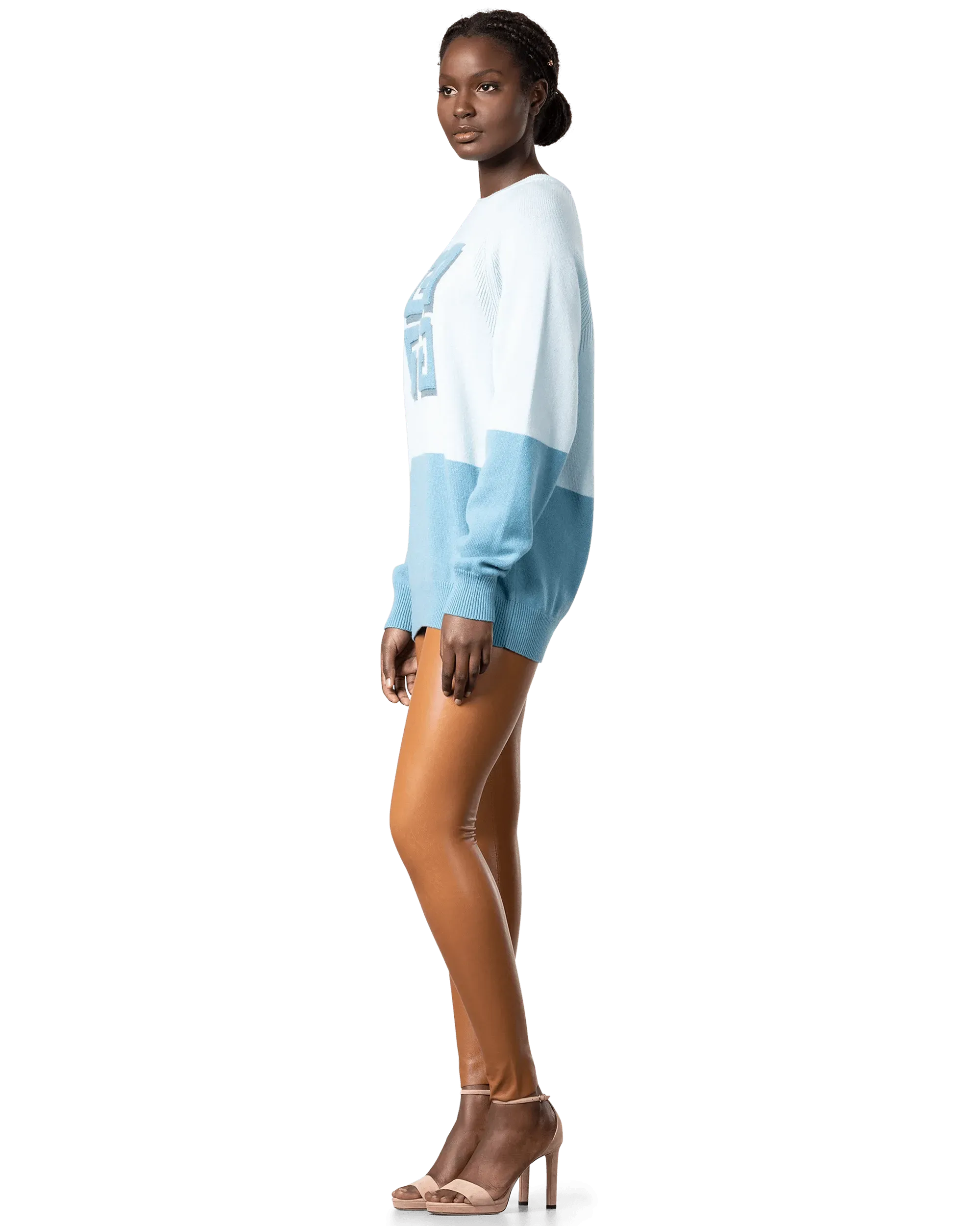 Two-Tone Cashmere Crewneck Sweater - DIHSAN