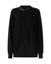 Cashmere Crewneck Sweater With Chain - DIHSAN