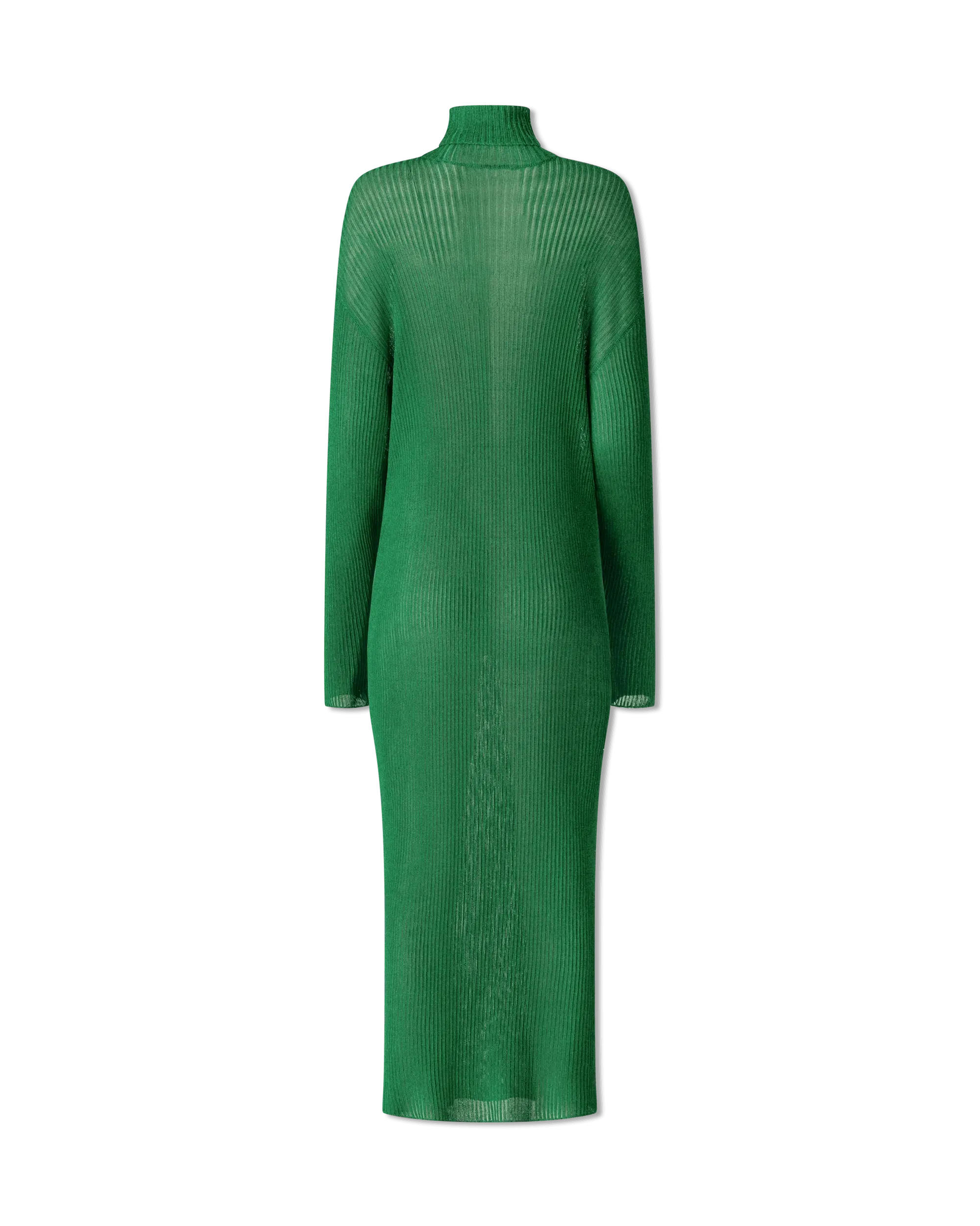 Metallic Ribbed-Knit Turtleneck Dress - DIHSAN