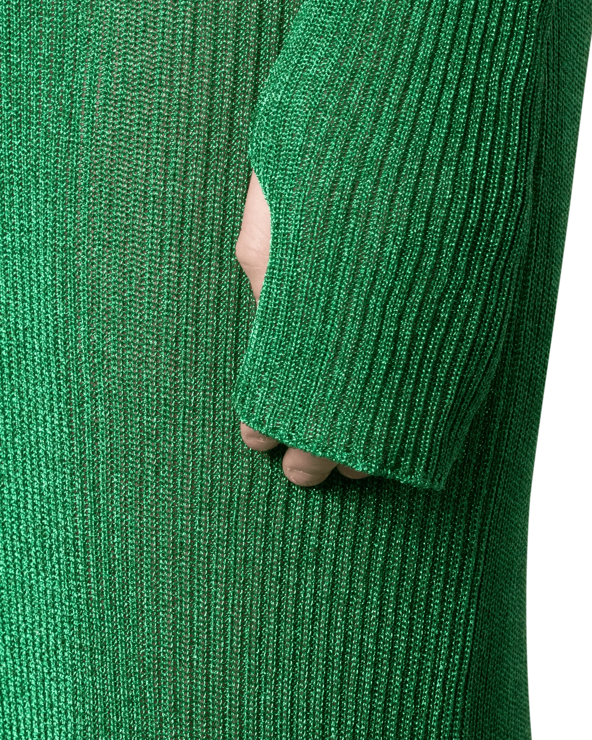 Metallic Ribbed-Knit Turtleneck Dress - DIHSAN