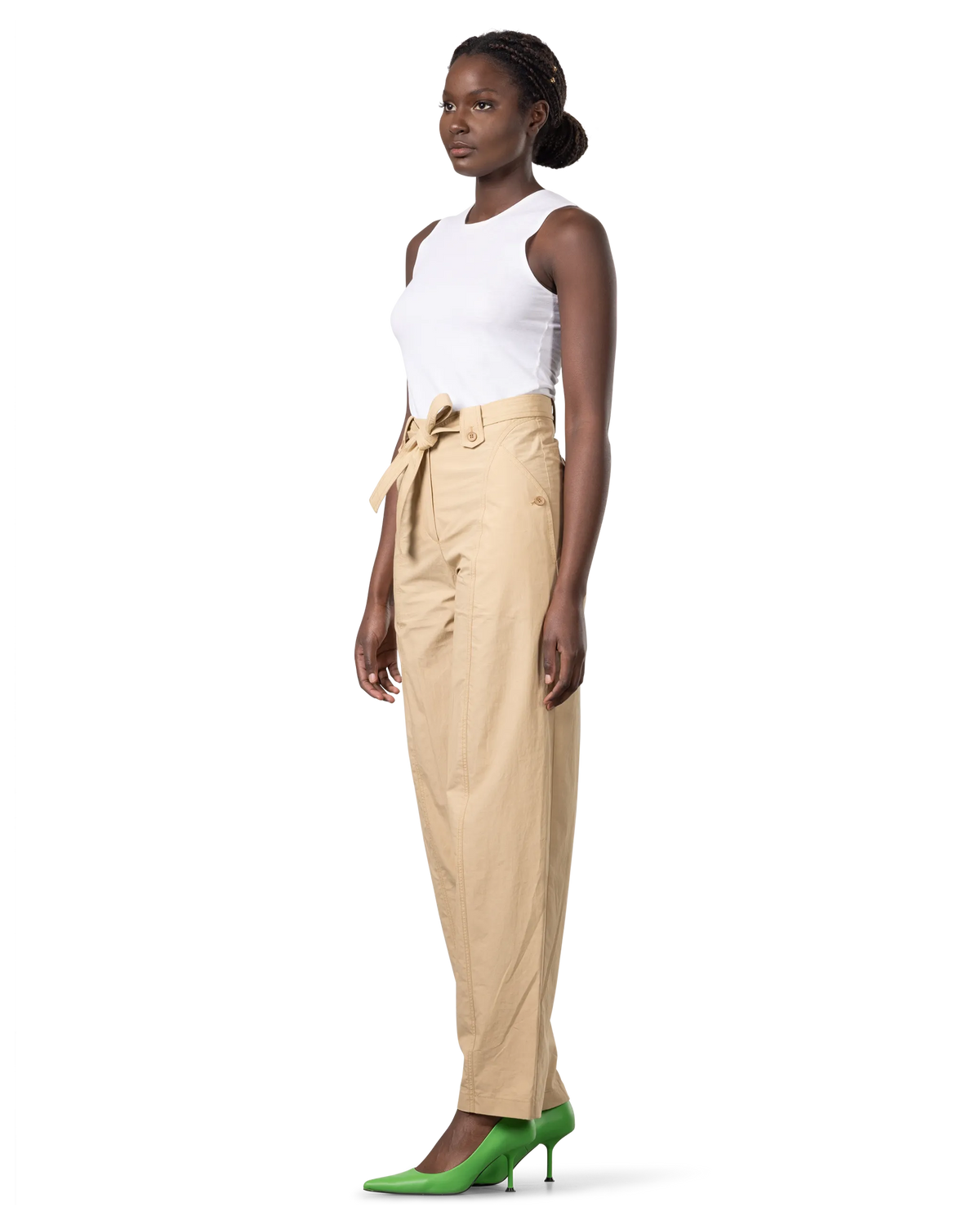 Tapered Belted Khaki Pants