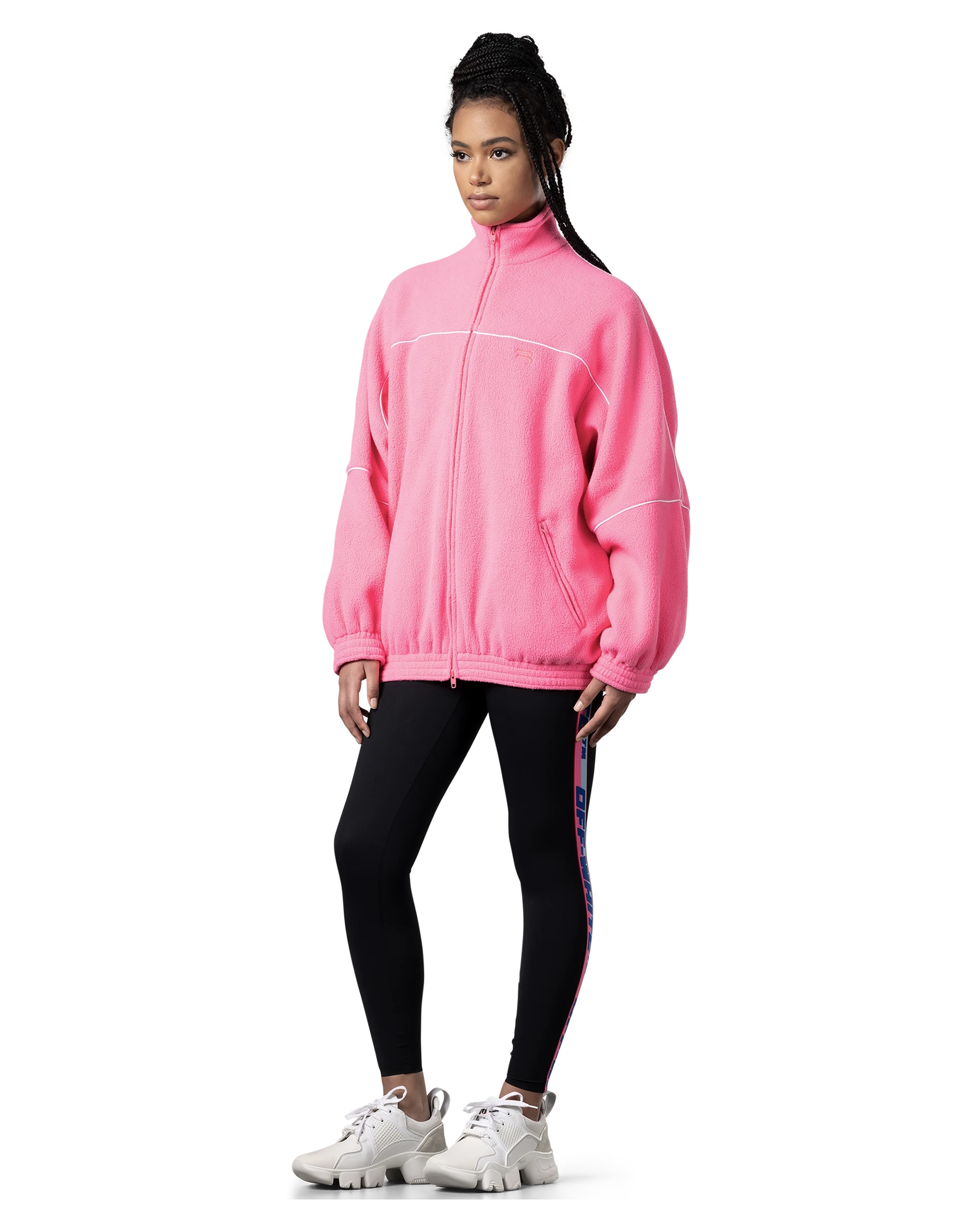 Logo Embroidered Fleece Track Jacket