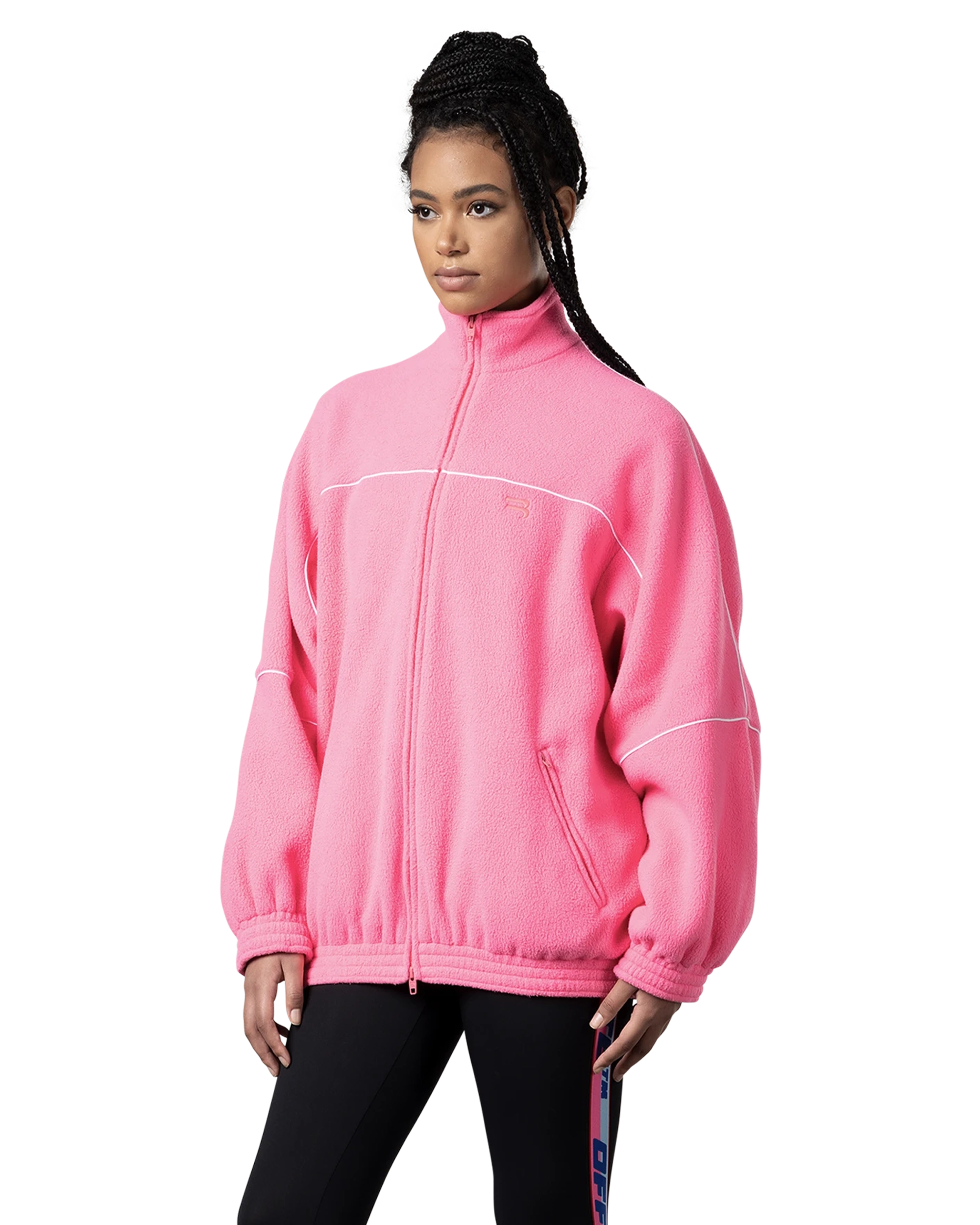 Logo Embroidered Fleece Track Jacket